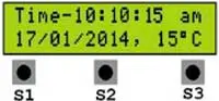 Time, date and temperature display