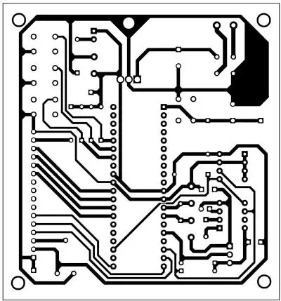 An actual-size, single-side PCB for real-time clock with temperature logger