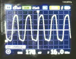 Осциллограмма сигнала на выходе 16МГц