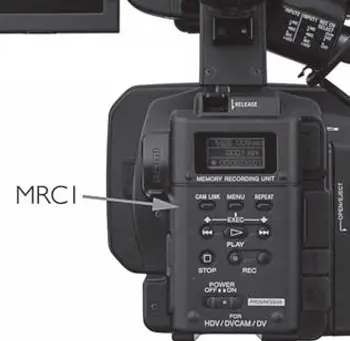 Внешний вид видеокамеры HVR-Z5 с блоком памяти HVR-MRC1