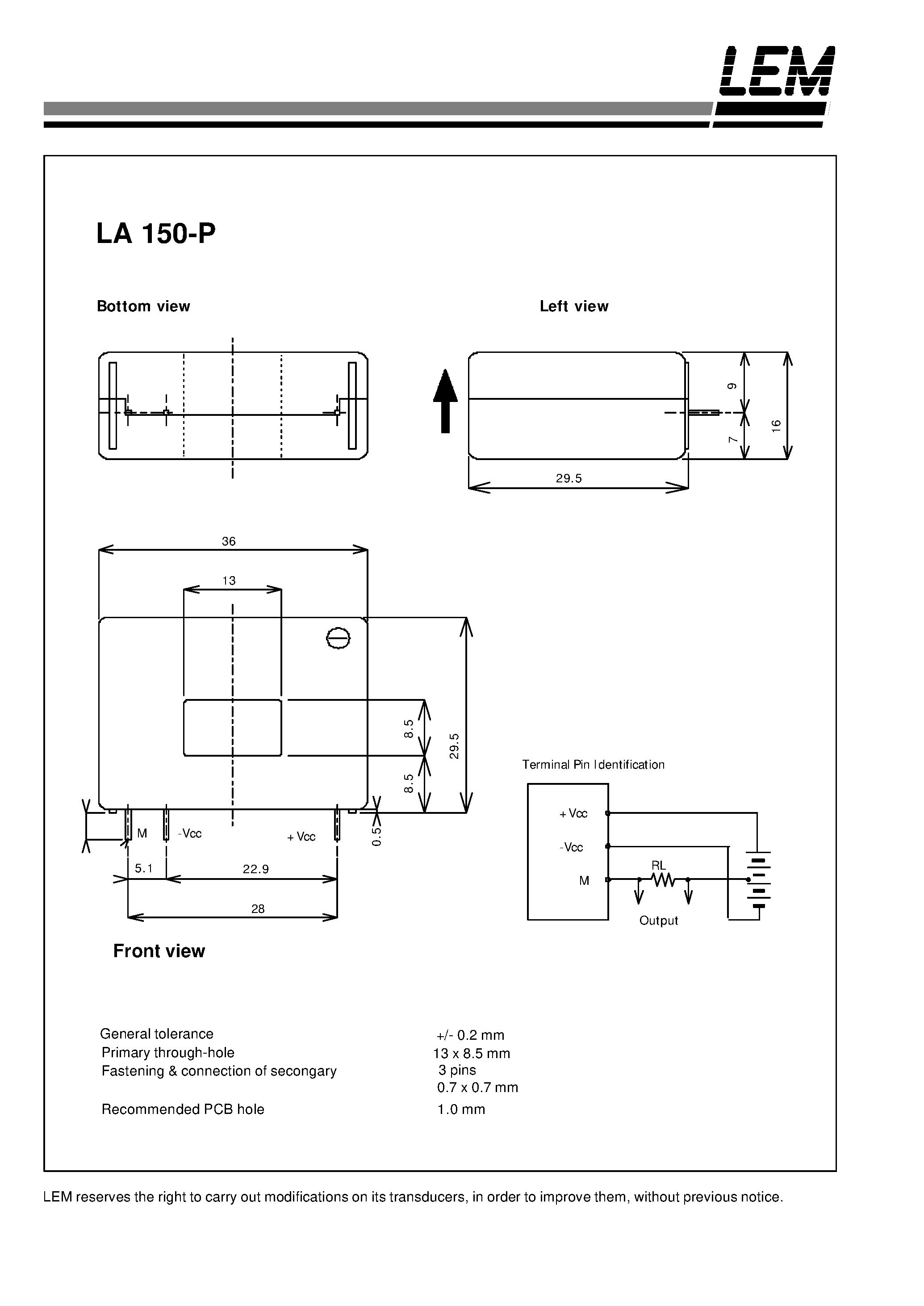 Datasheet LA150-P - Current Transducer LA 150-P page 2