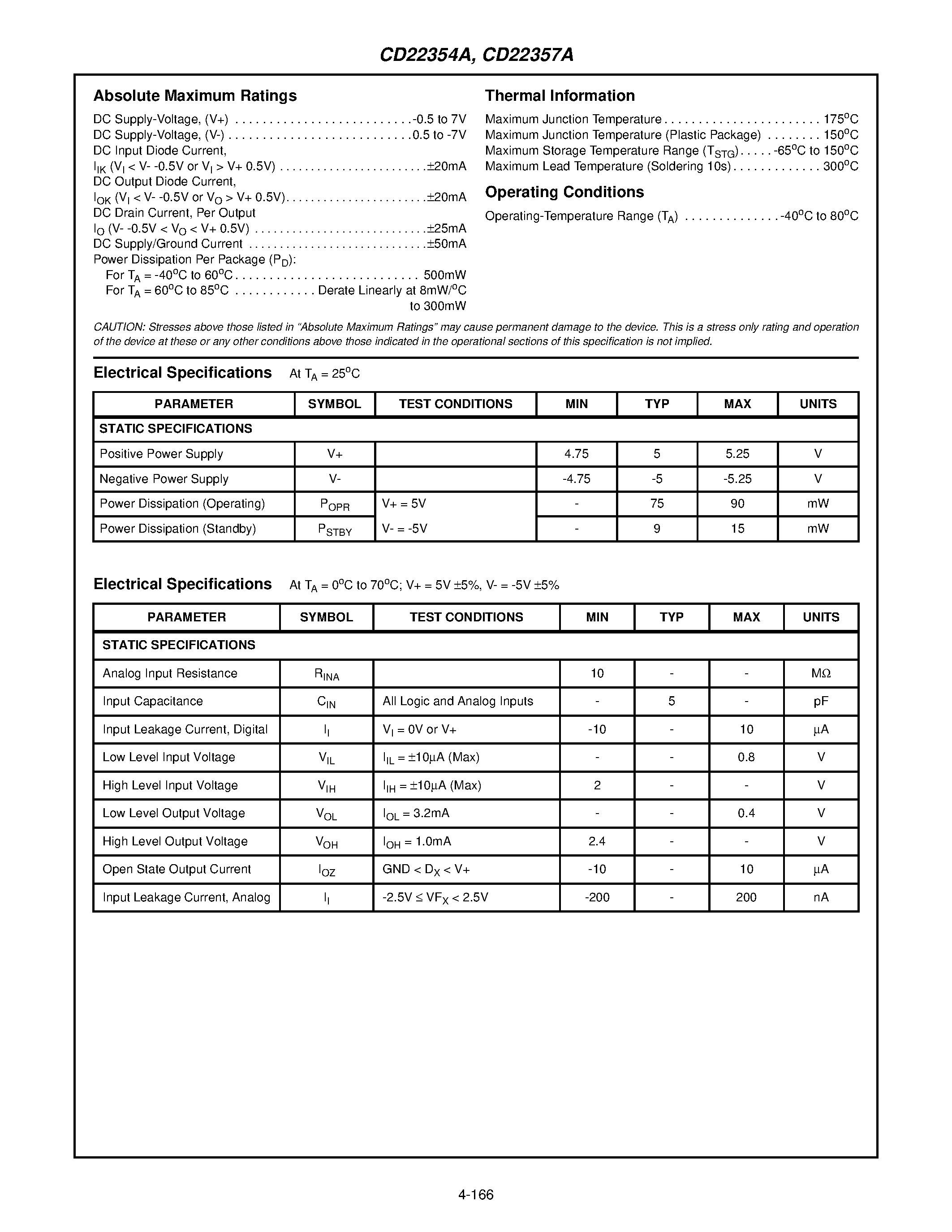 Datasheet CD22354A - CMOS Single-Chip/ Full-Feature PCM CODEC page 2