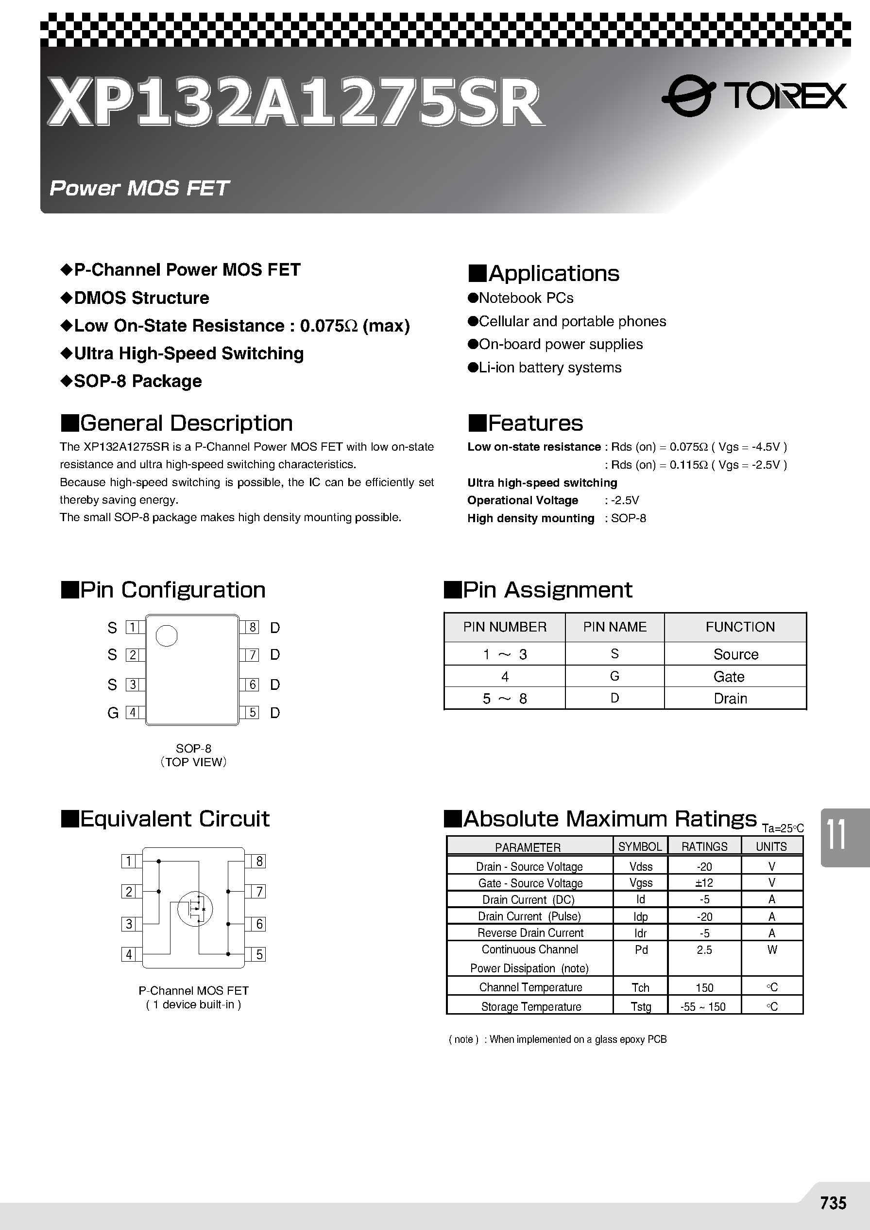 Datasheet 0724_XP132A1275SR - Power MOS FET page 1