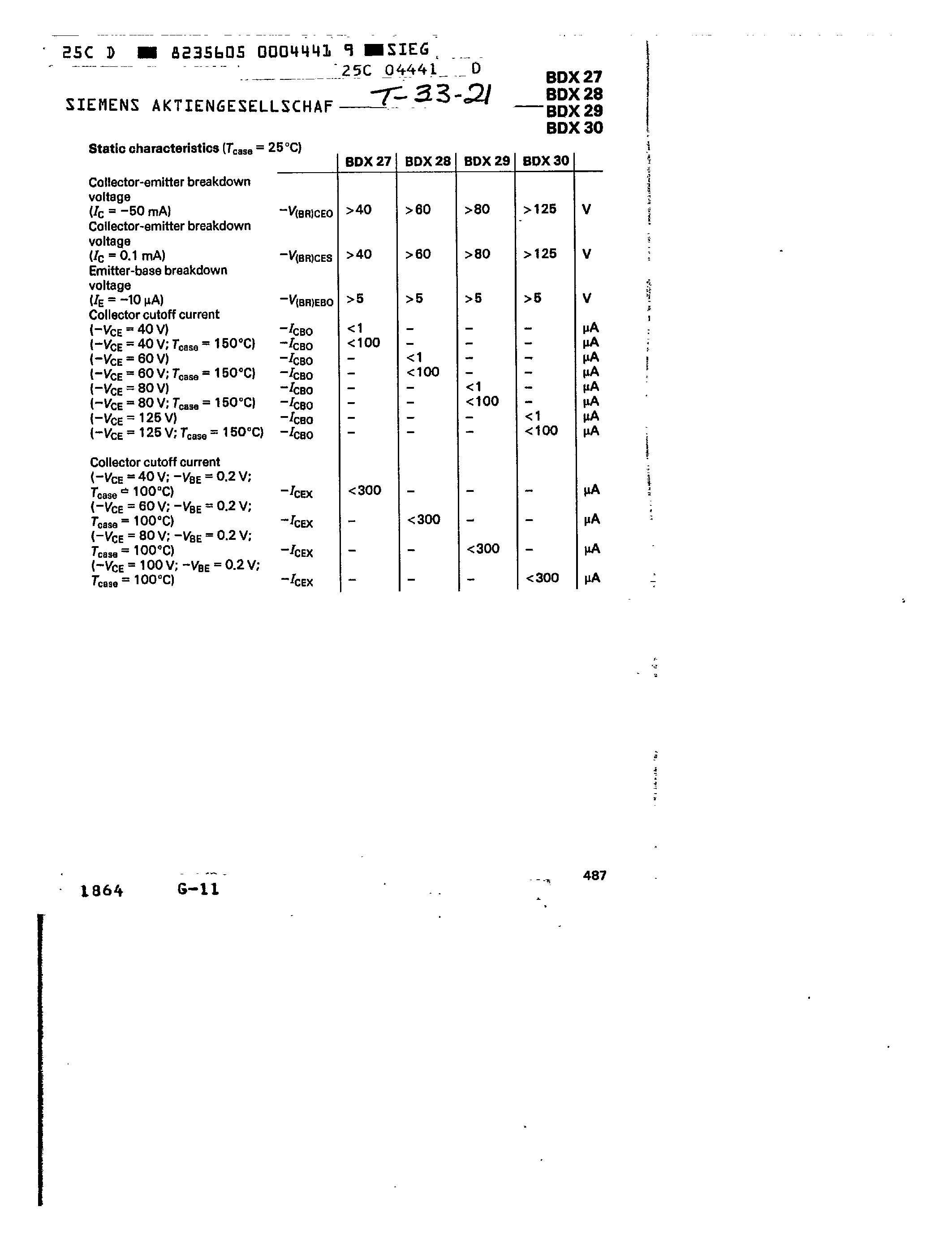 Datasheet BDX27 - PNP SILICON PLANAR TRANSISTORS page 2