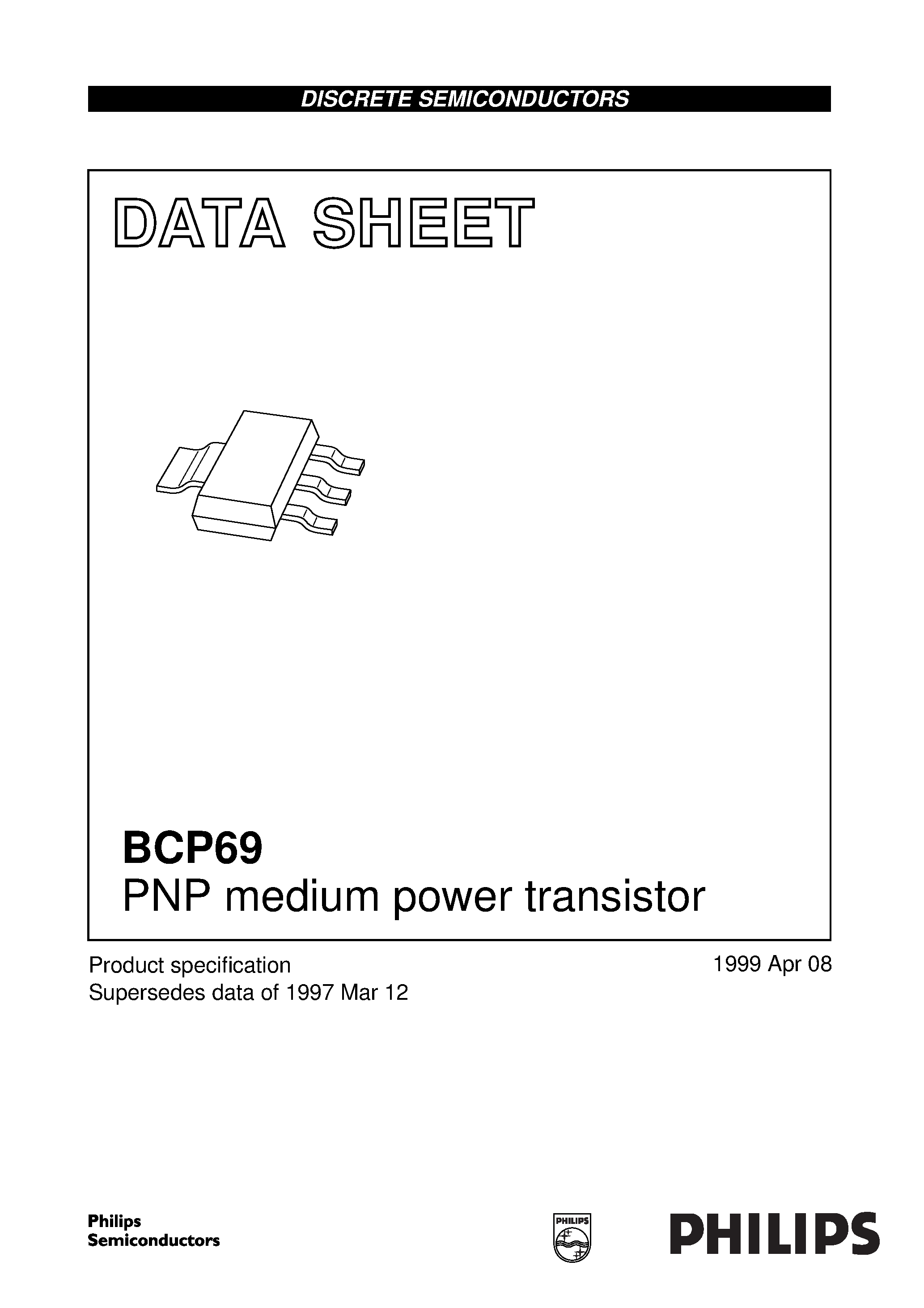 Datasheet BCP69 - PNP medium power transistor page 1