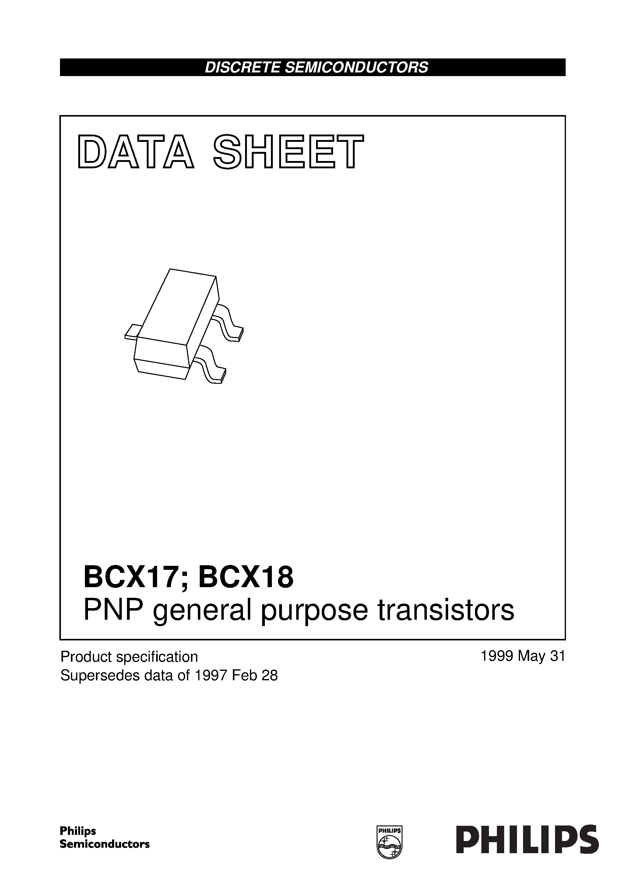 Datasheet BCX17 - PNP general purpose transistors page 1