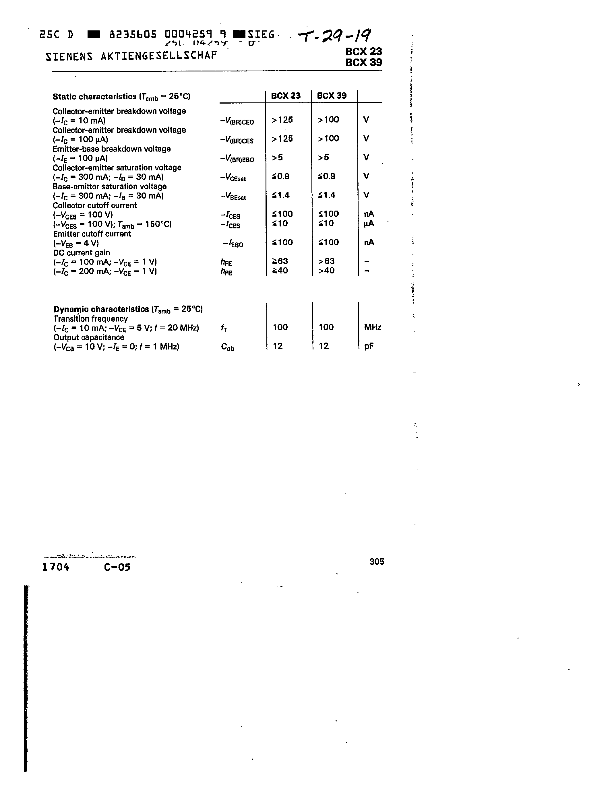 Datasheet BCX23 - PNP SILICON AF TRANSISTORS page 2