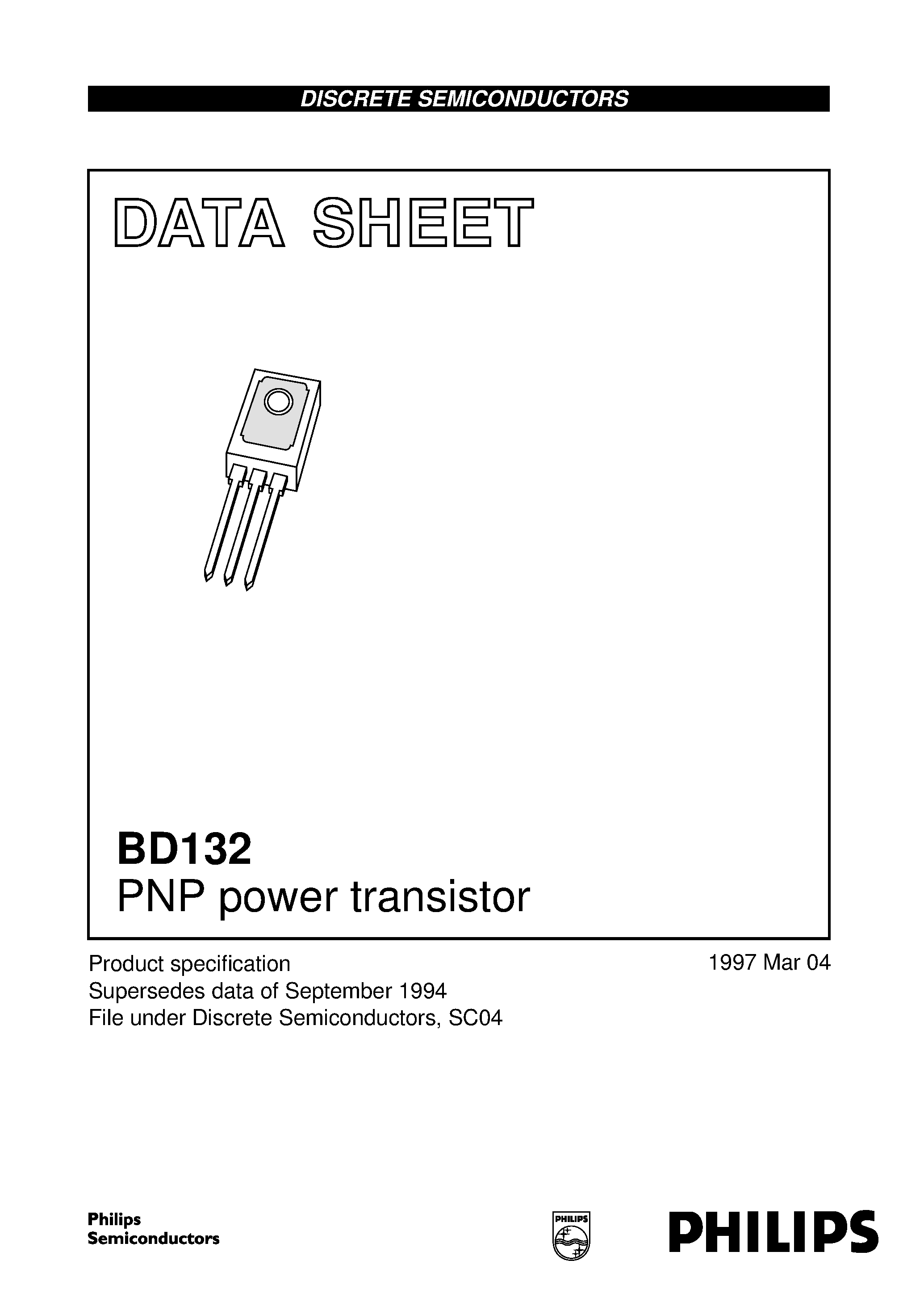 Даташит BD132 - PNP power transistor страница 1