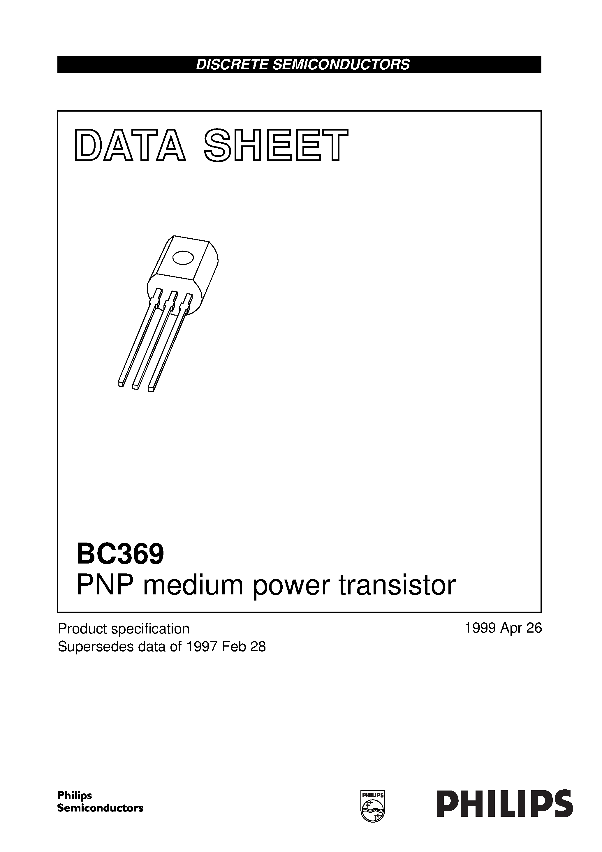 Datasheet BC369 - PNP medium power transistor page 1