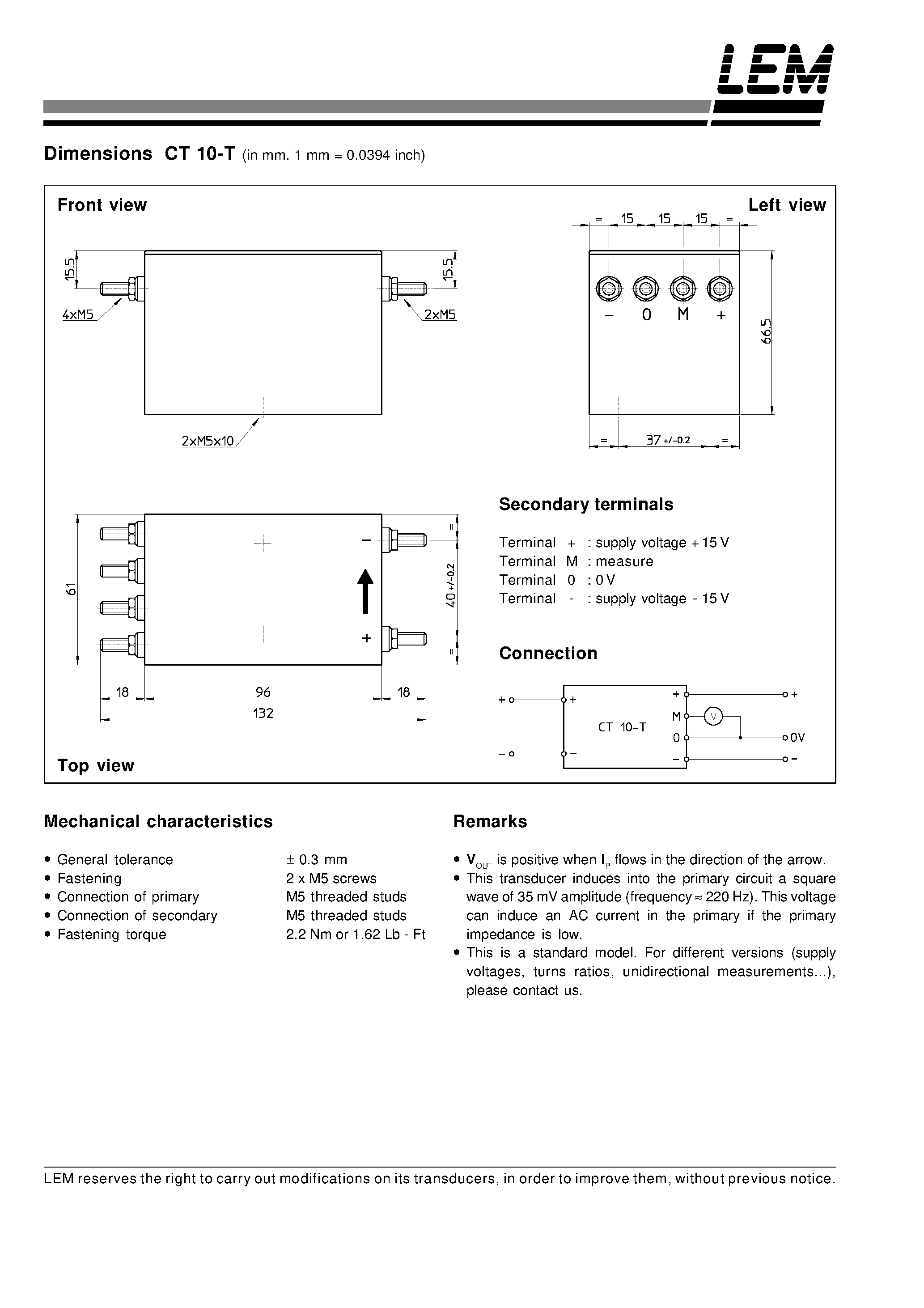 Даташит CT10-T - Current Transducers CT 10-T страница 2