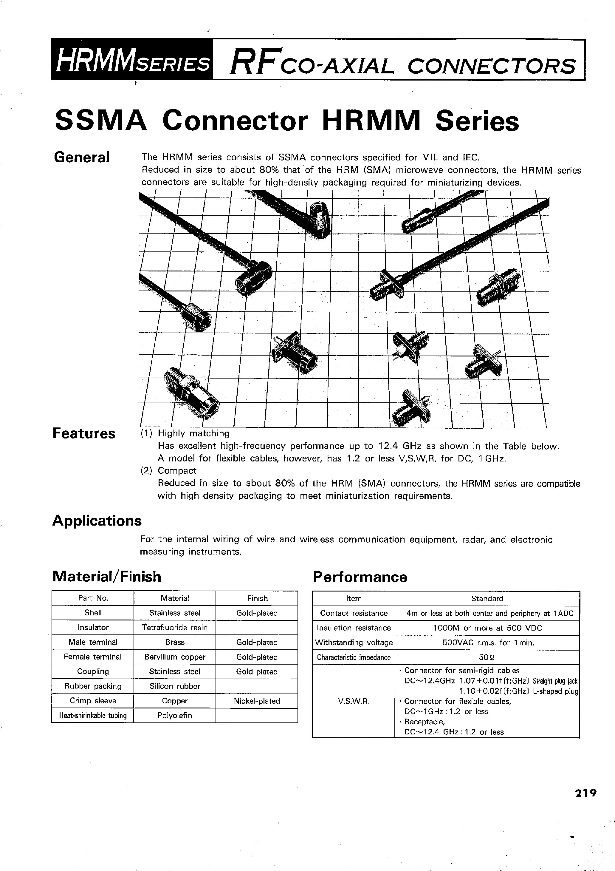 Datasheet HRMM-T-1 - RFCO-AXIAL CONNECTORS page 1