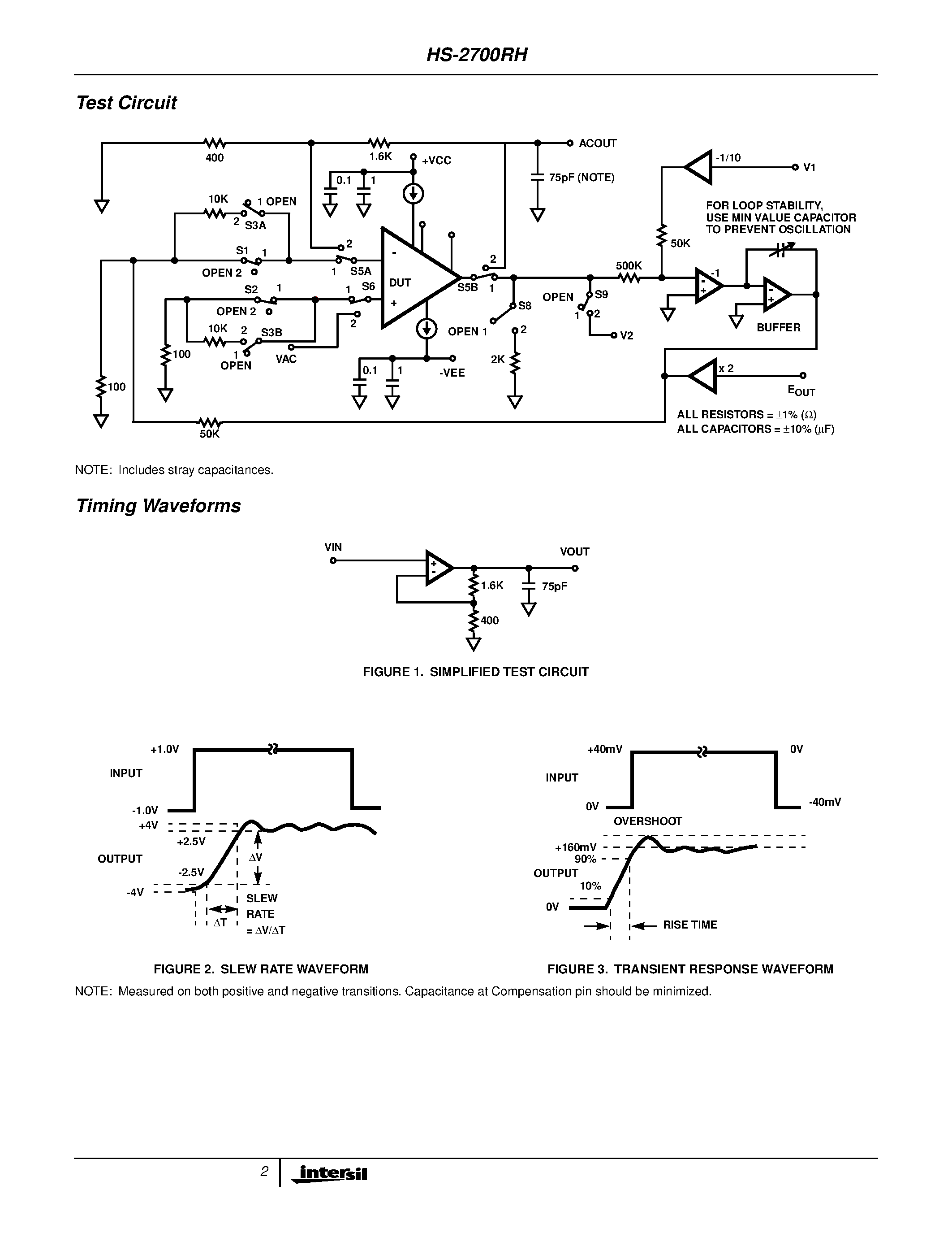 Даташит HS1-2700RH-Q - Low Power/ High Performance Radiation Hardened Operational Amplifier страница 2