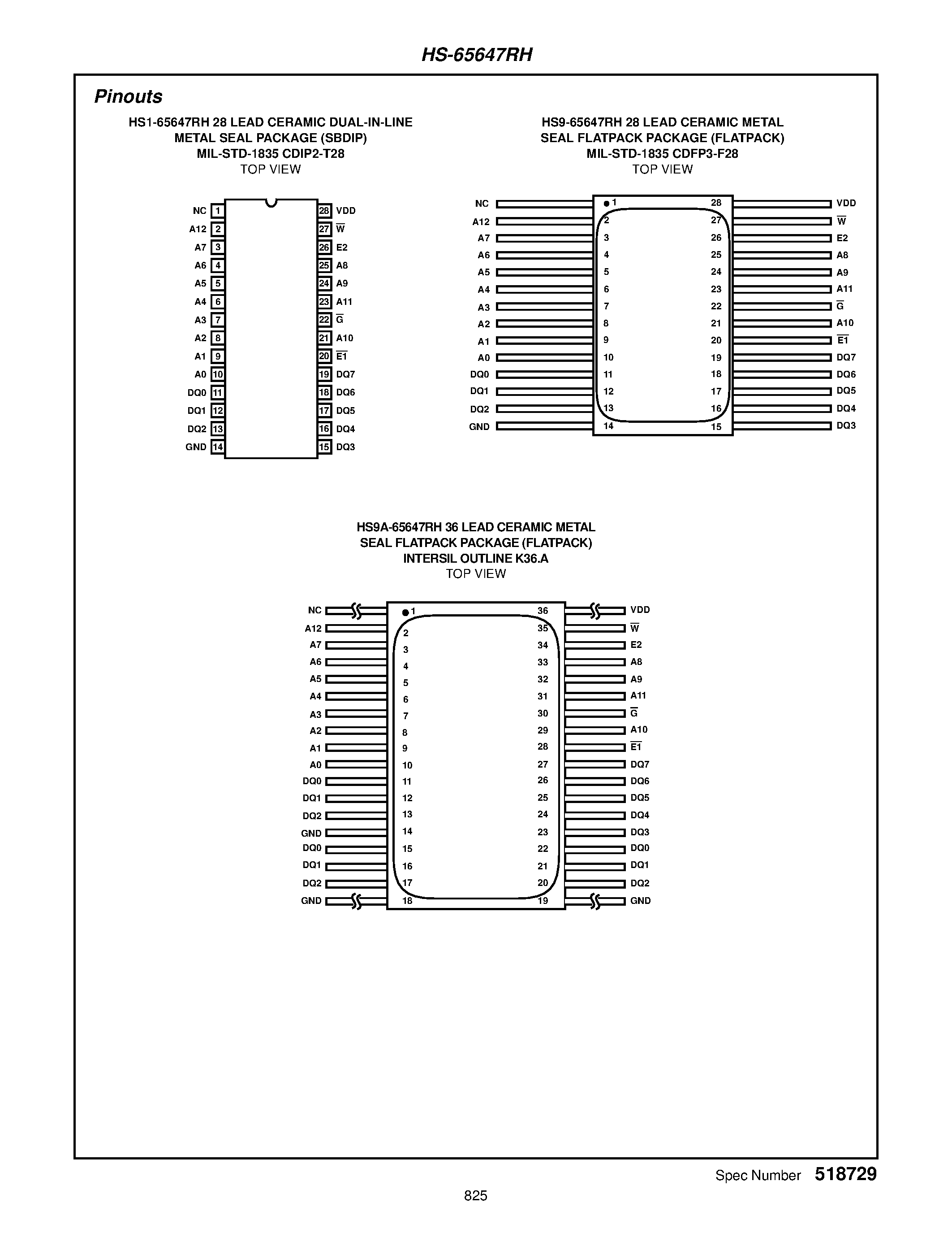 Datasheet HS1-65647RH-8 - Radiation Hardened 8K x 8 SOS CMOS Static RAM page 2