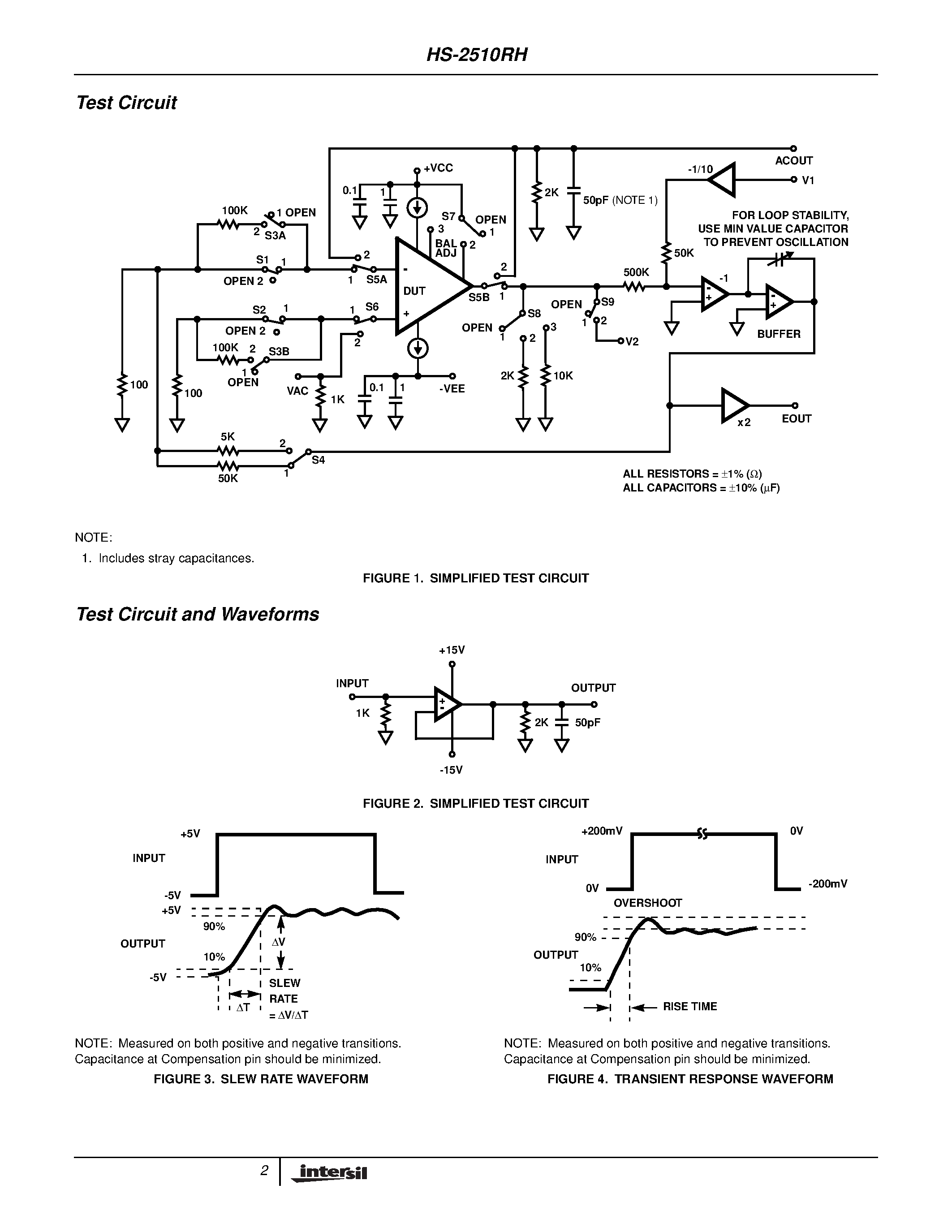 Даташит HS7B-2510RH-Q - Radiation Hardened High Slew Rate Operational Amplifier страница 2
