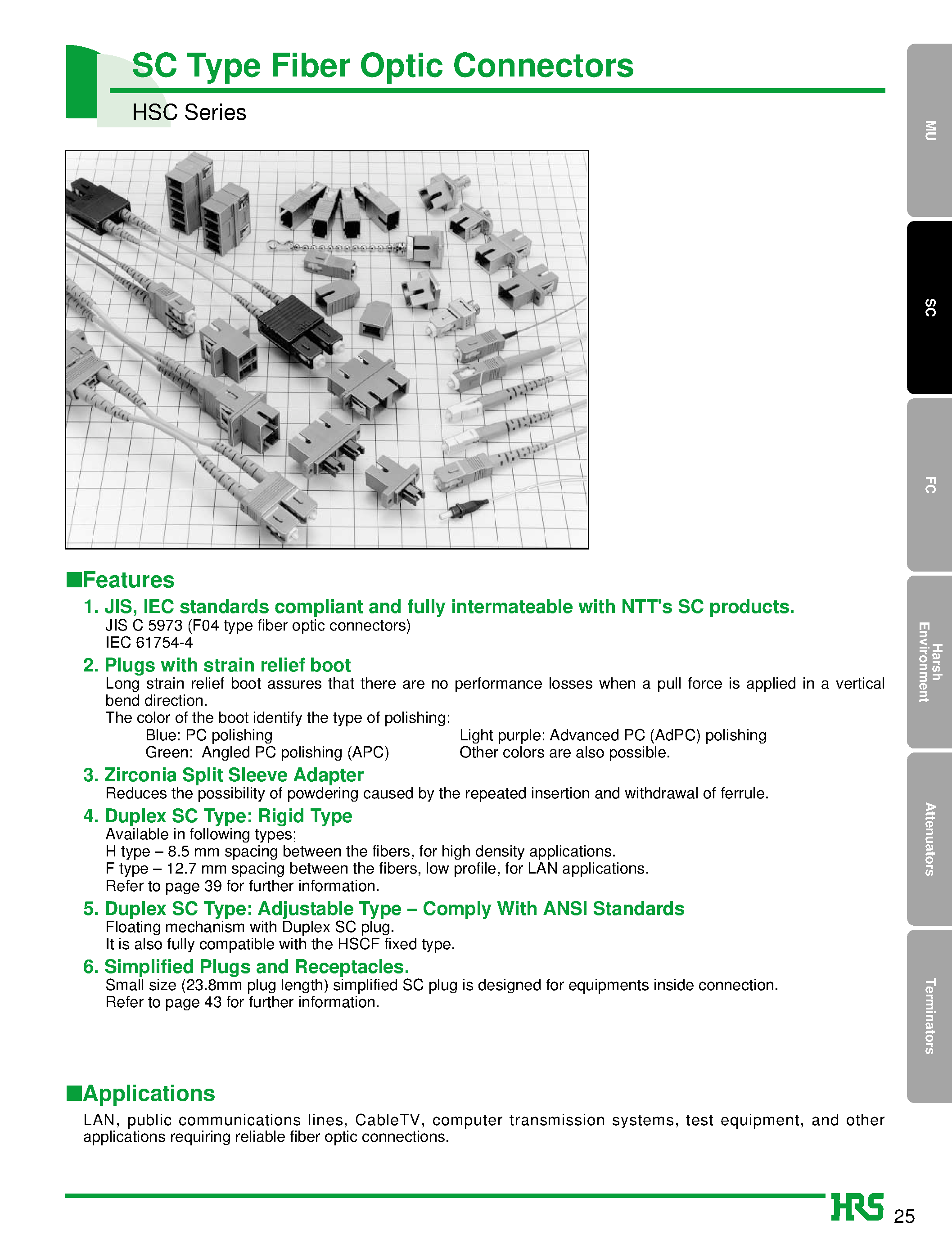 Datasheet HSC2-PH0.9-E2 - SC Type Fiber Optic Connectors page 1