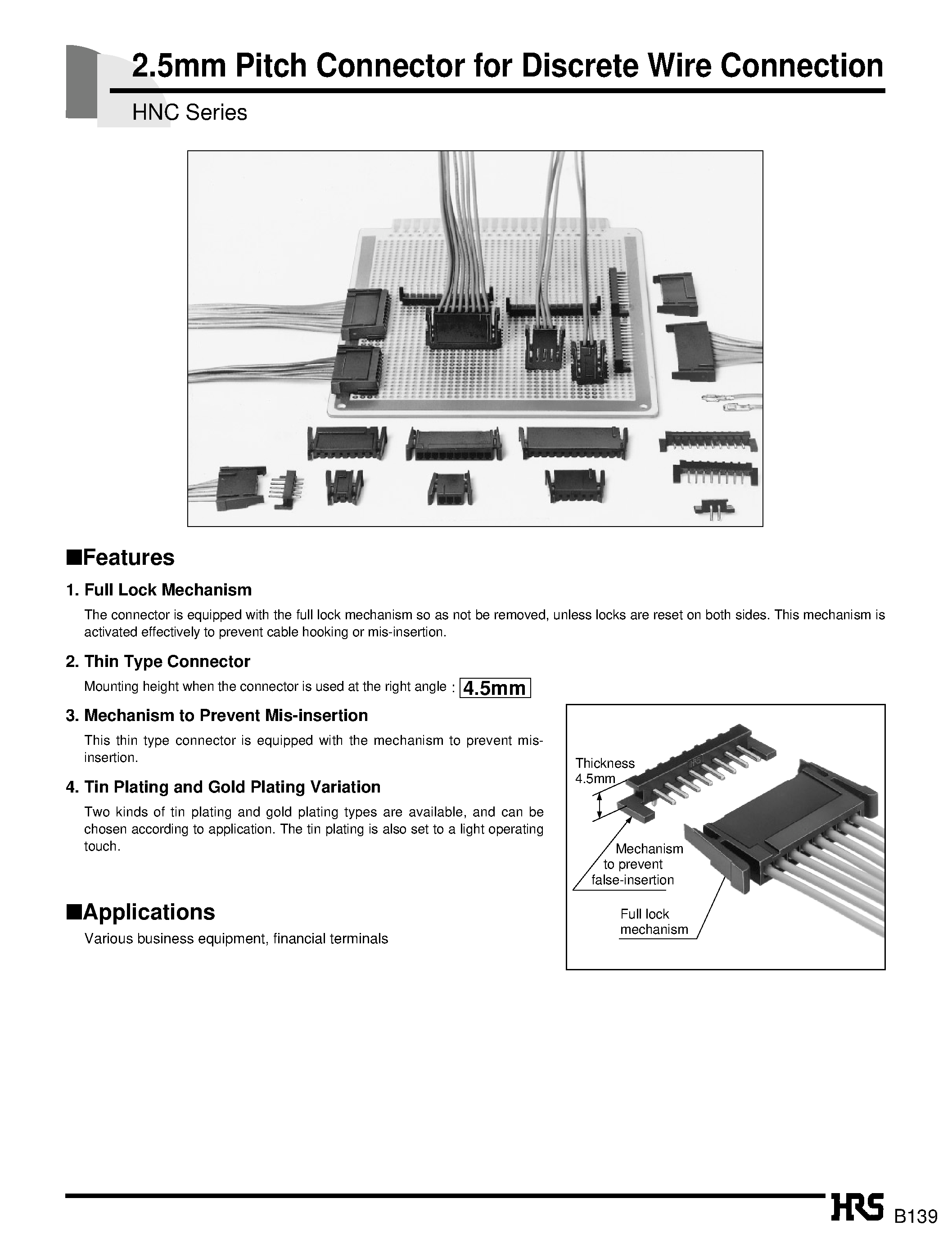 Datasheet HNC-2.5S-D-B - 2.5mm Pitch Connector for Discrete Wire Connection page 1