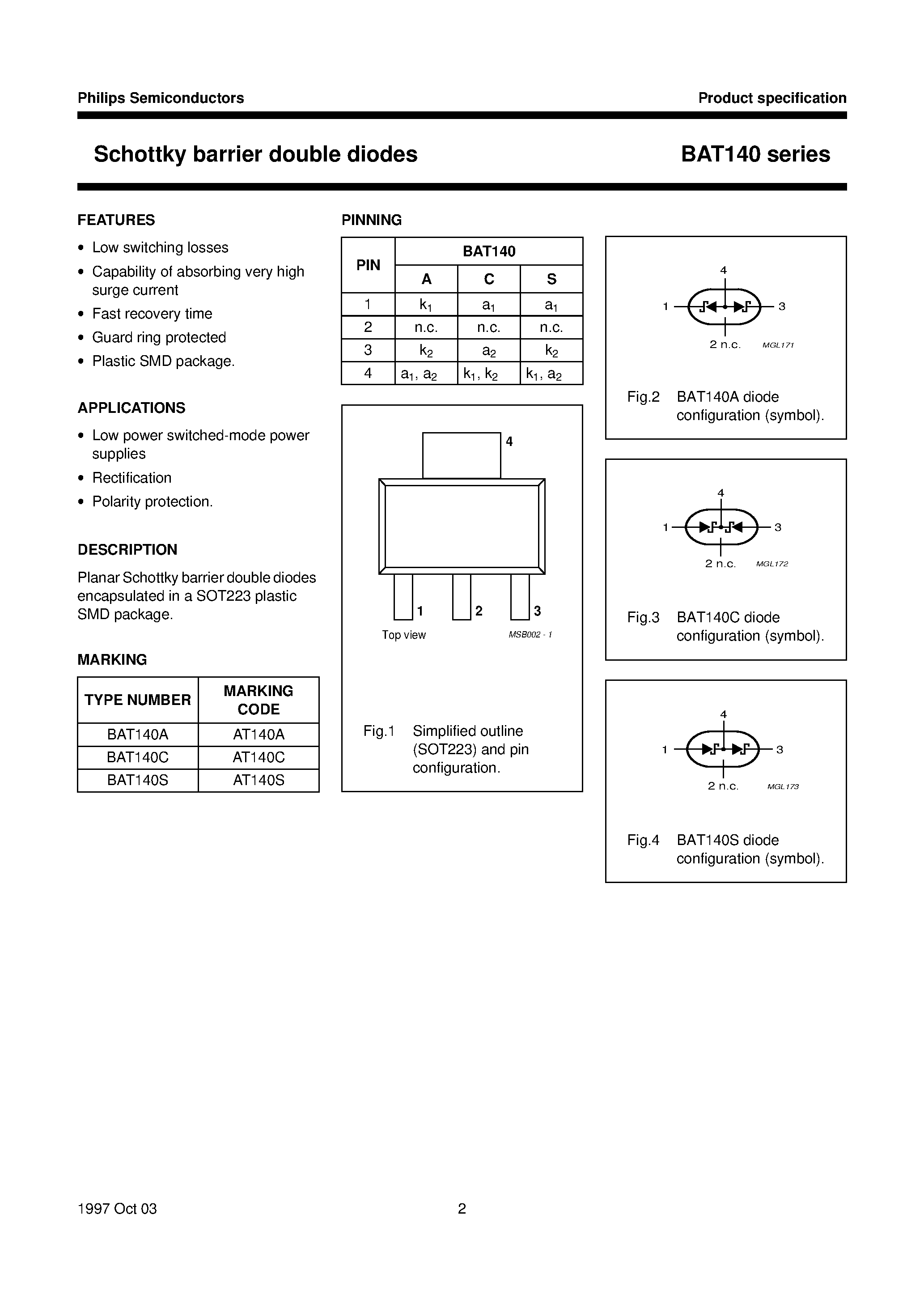 Datasheet BAT140C - Schottky barrier double diodes page 2