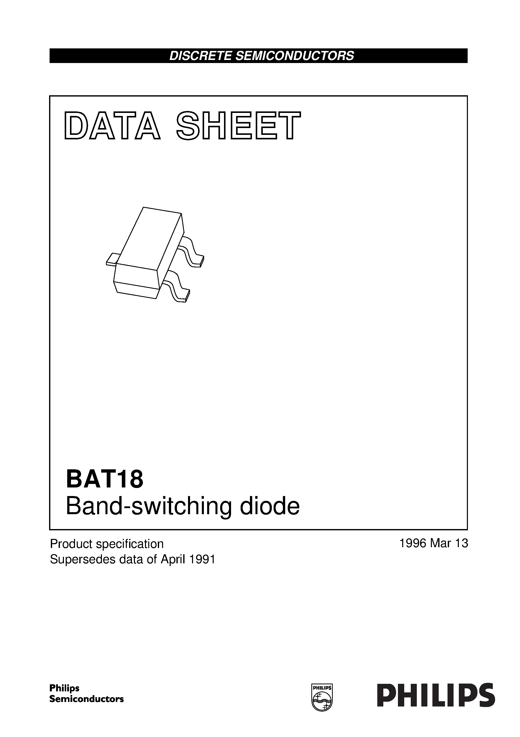 Datasheet BAT18 - Band-switching diode page 1
