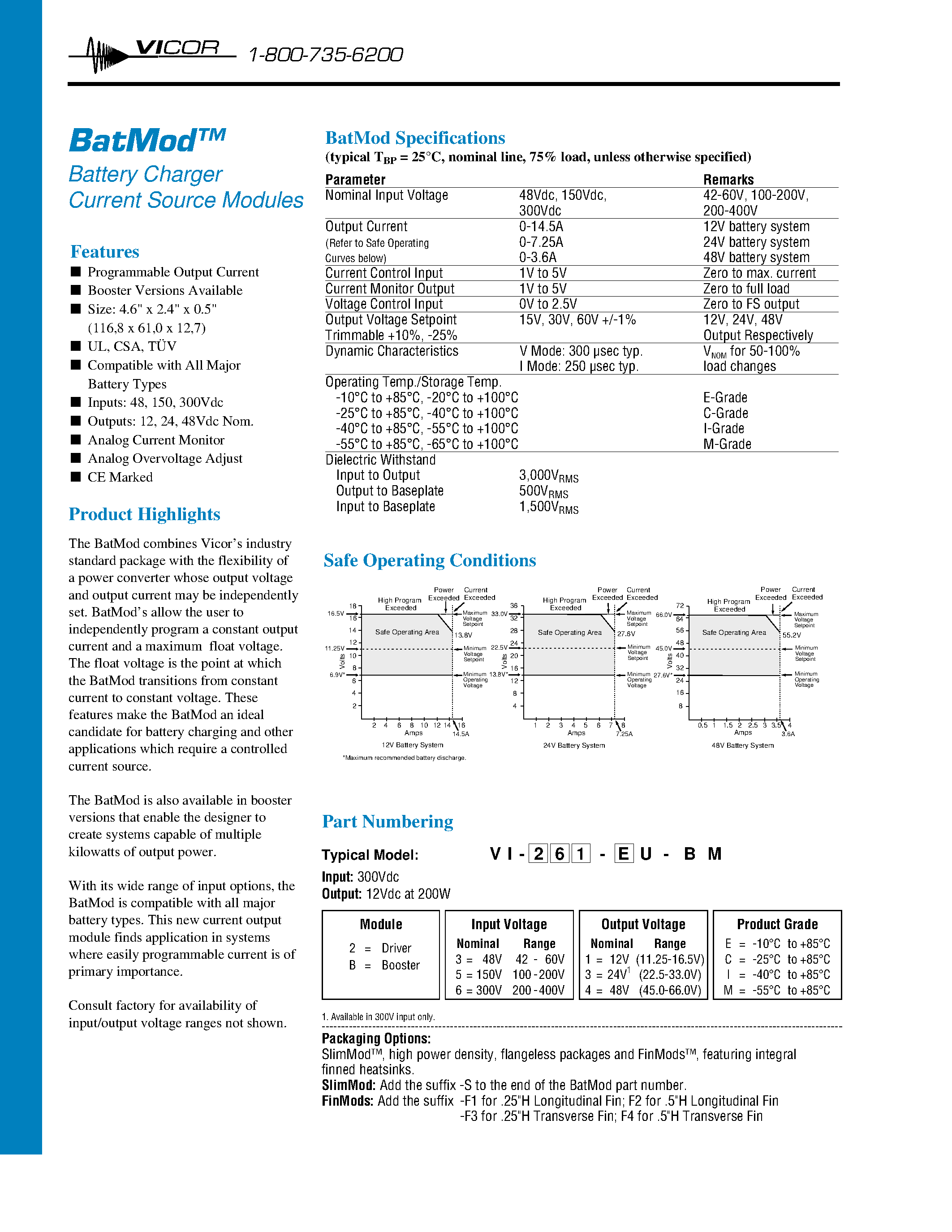 Datasheet BATMOD - Battery Charger Current Source Modules page 1