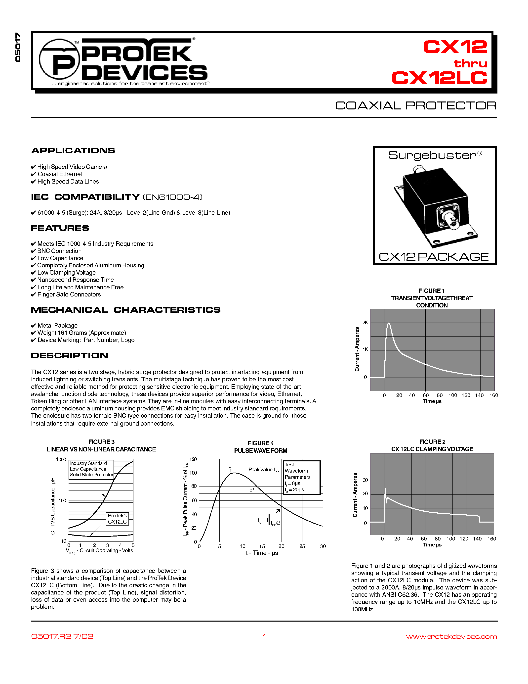 Datasheet CX12 - COAXIAL PROTECTOR page 1