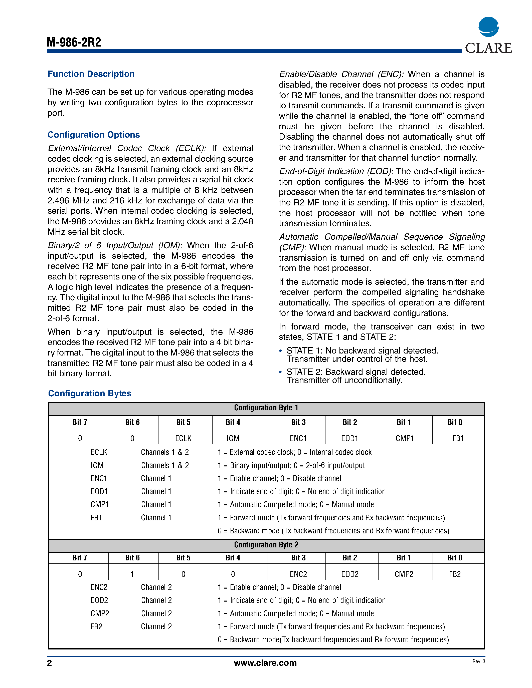 Datasheet M-986-1R2PL - MFC Transceivers page 2
