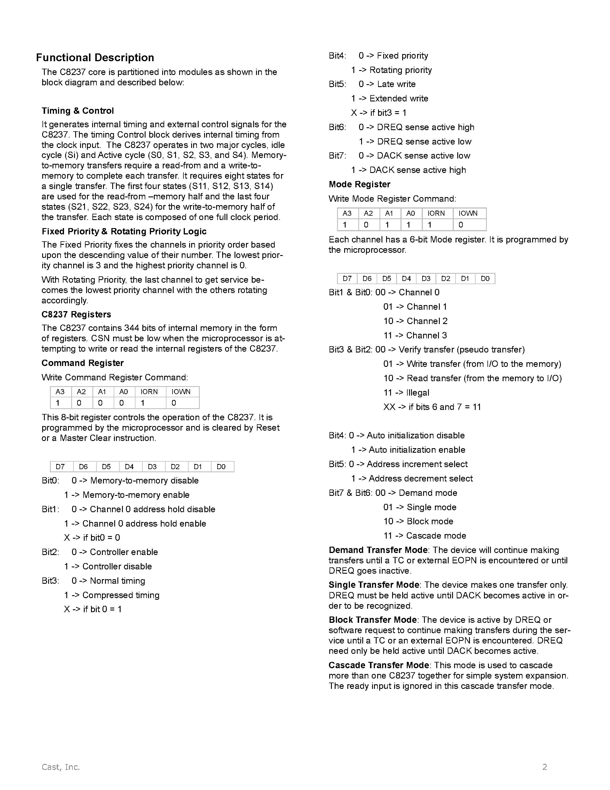 Datasheet M-CAS-C8237 - PROGRAMMABLE DMA CONTROLLER ALTERA CORE page 2