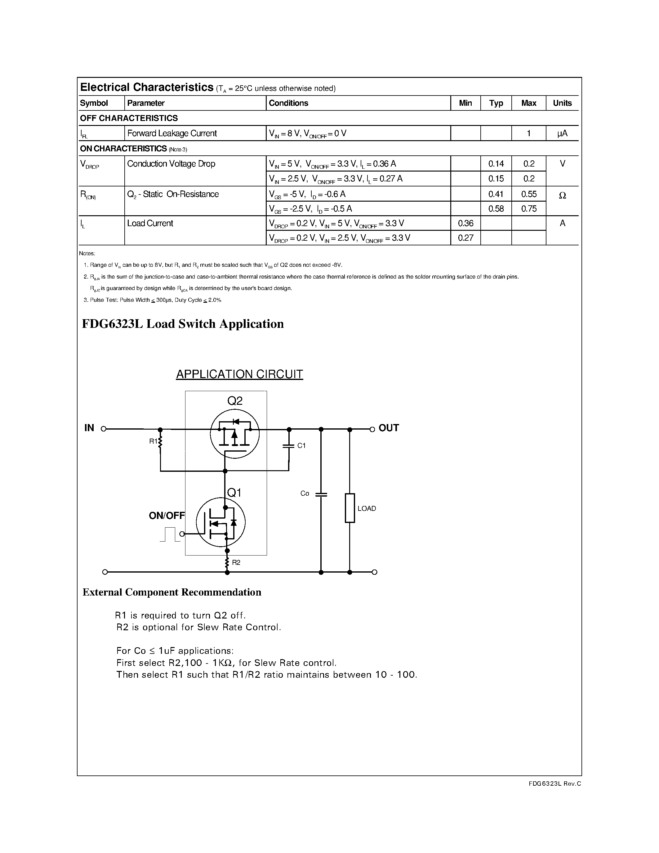 Datasheet FDG6323 - Integrated Load Switch page 2