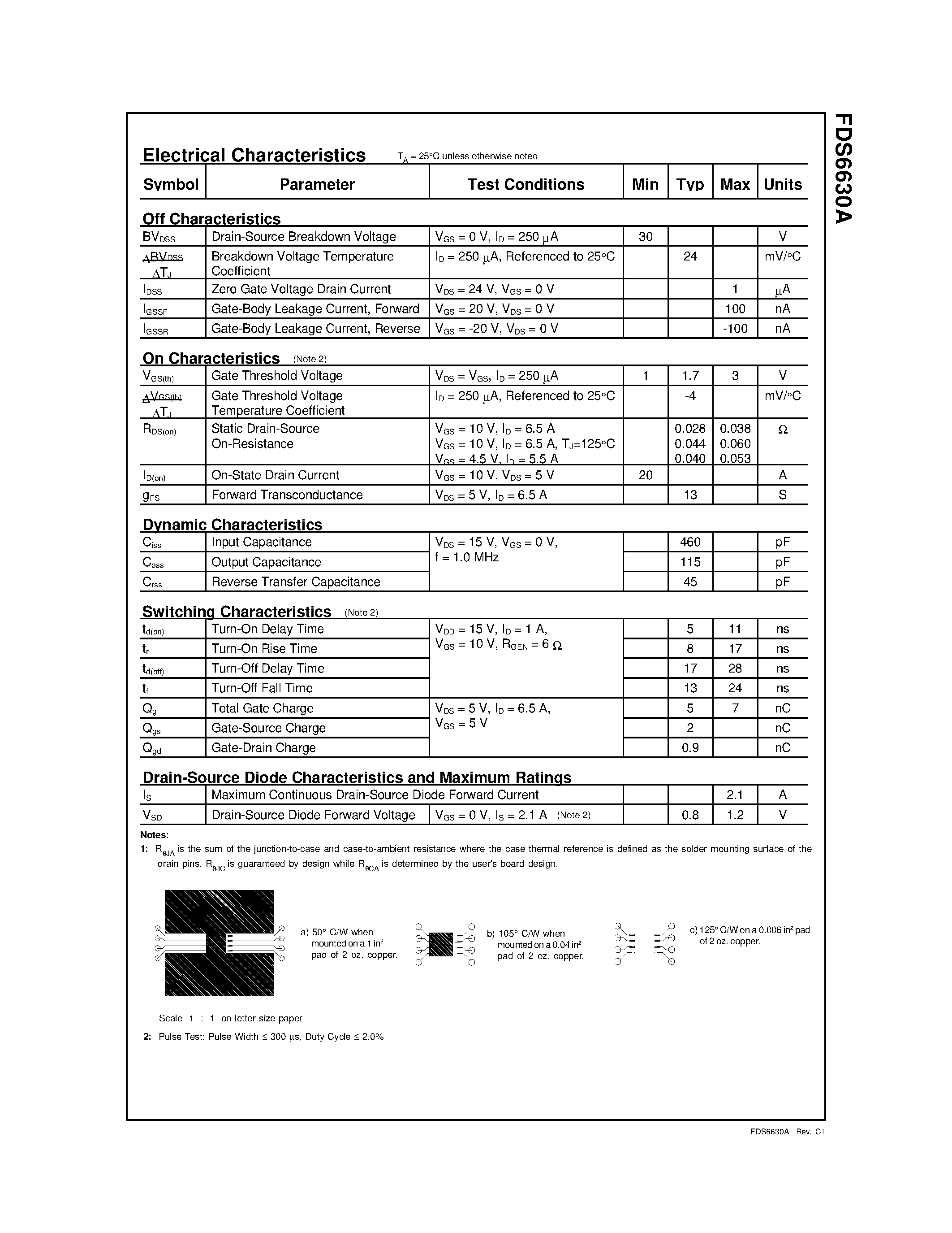 Datasheet FDS6630 - N-Channel Logic Level PowerTrenchTM MOSFET page 2