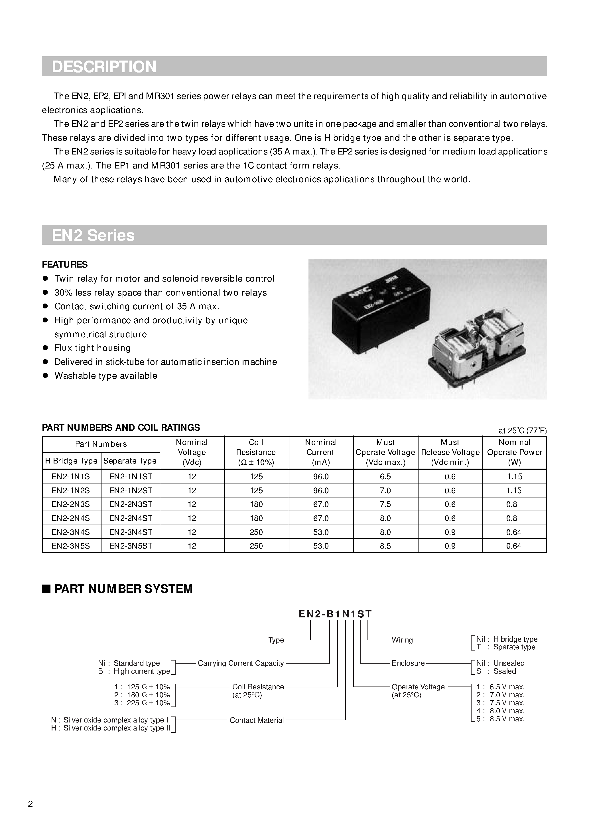 Даташит EN2-2N1S - Twin relay for motor and solenoid reversible control страница 2