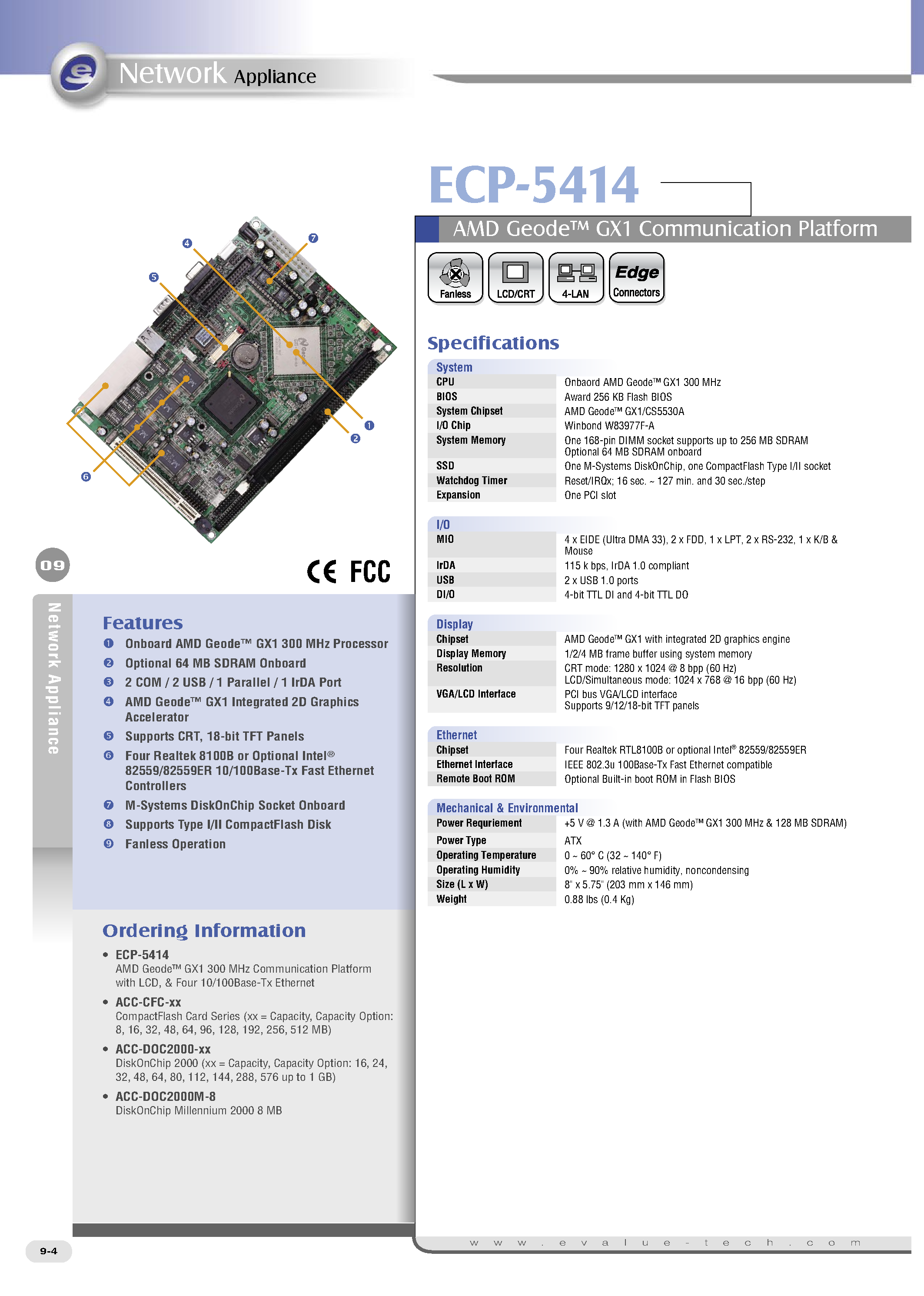 Даташит ECP-5414 - AMD Geode GX1 Communication Platform страница 1