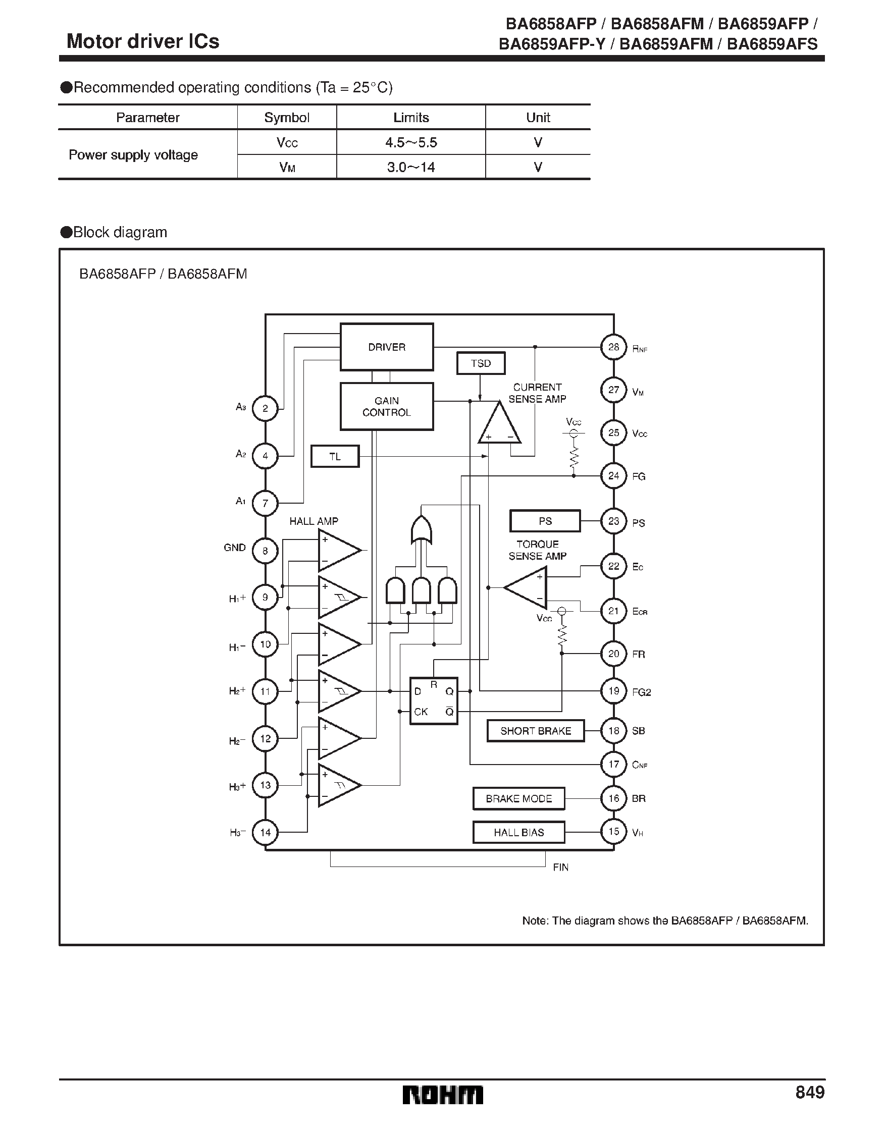 Даташит BA6859AFP-Y - Three-phase motor driver for CD-ROMs страница 2