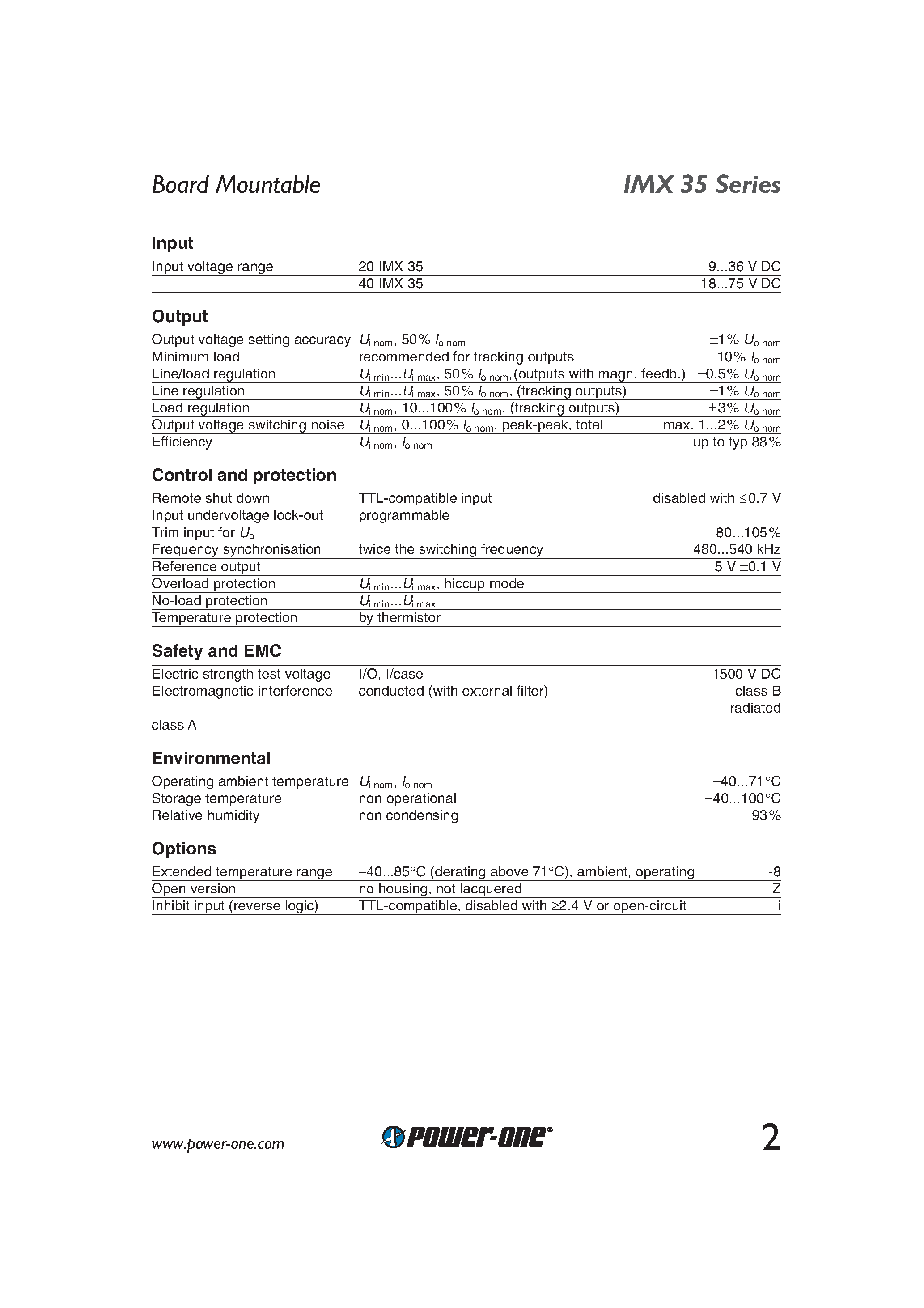 Datasheet 40IMX35-03D15-9 - 35 Watt DC-DC Converters page 2