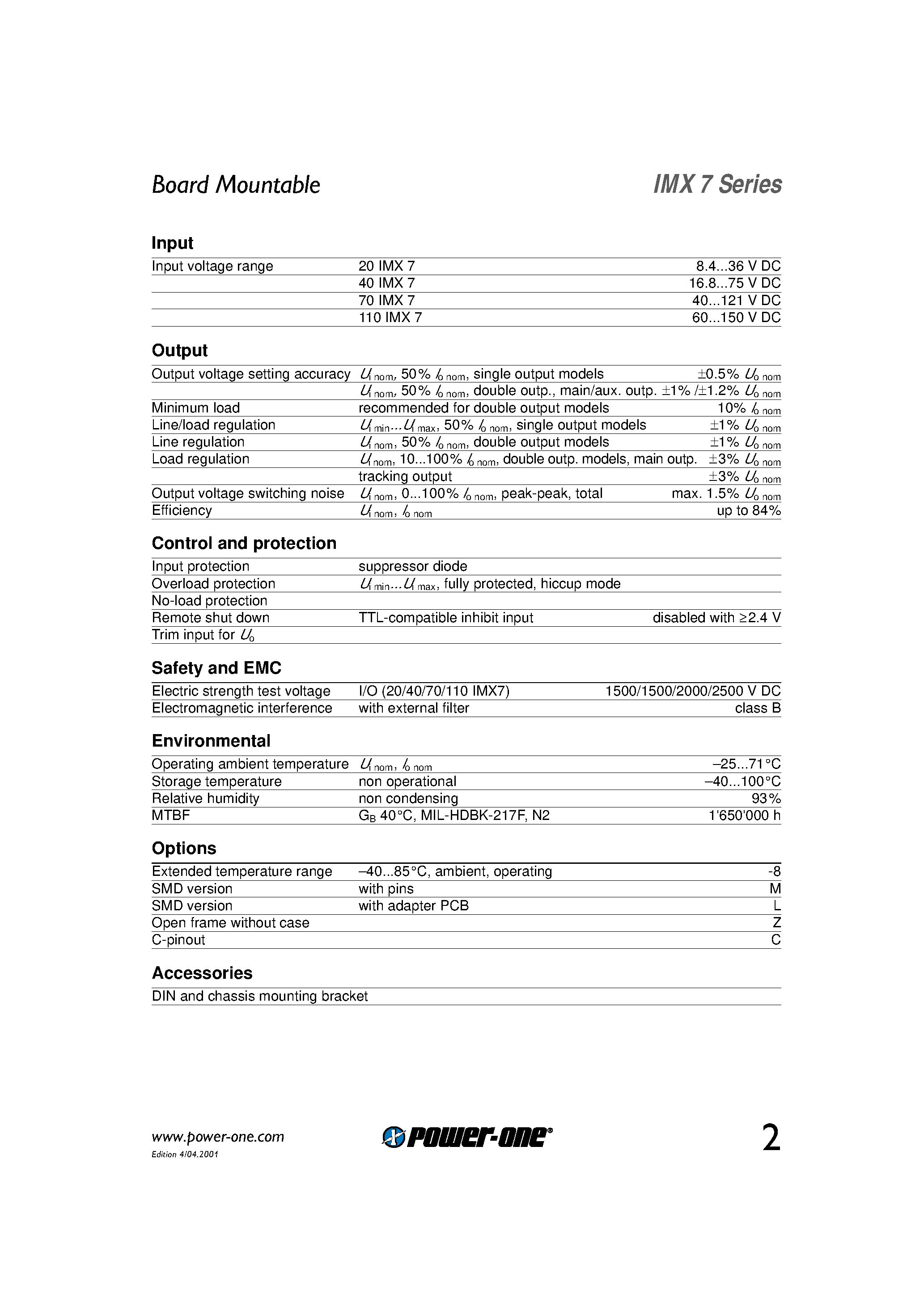 Datasheet 40IMX7-03-9 - 7 Watt DC-DC Converters page 2
