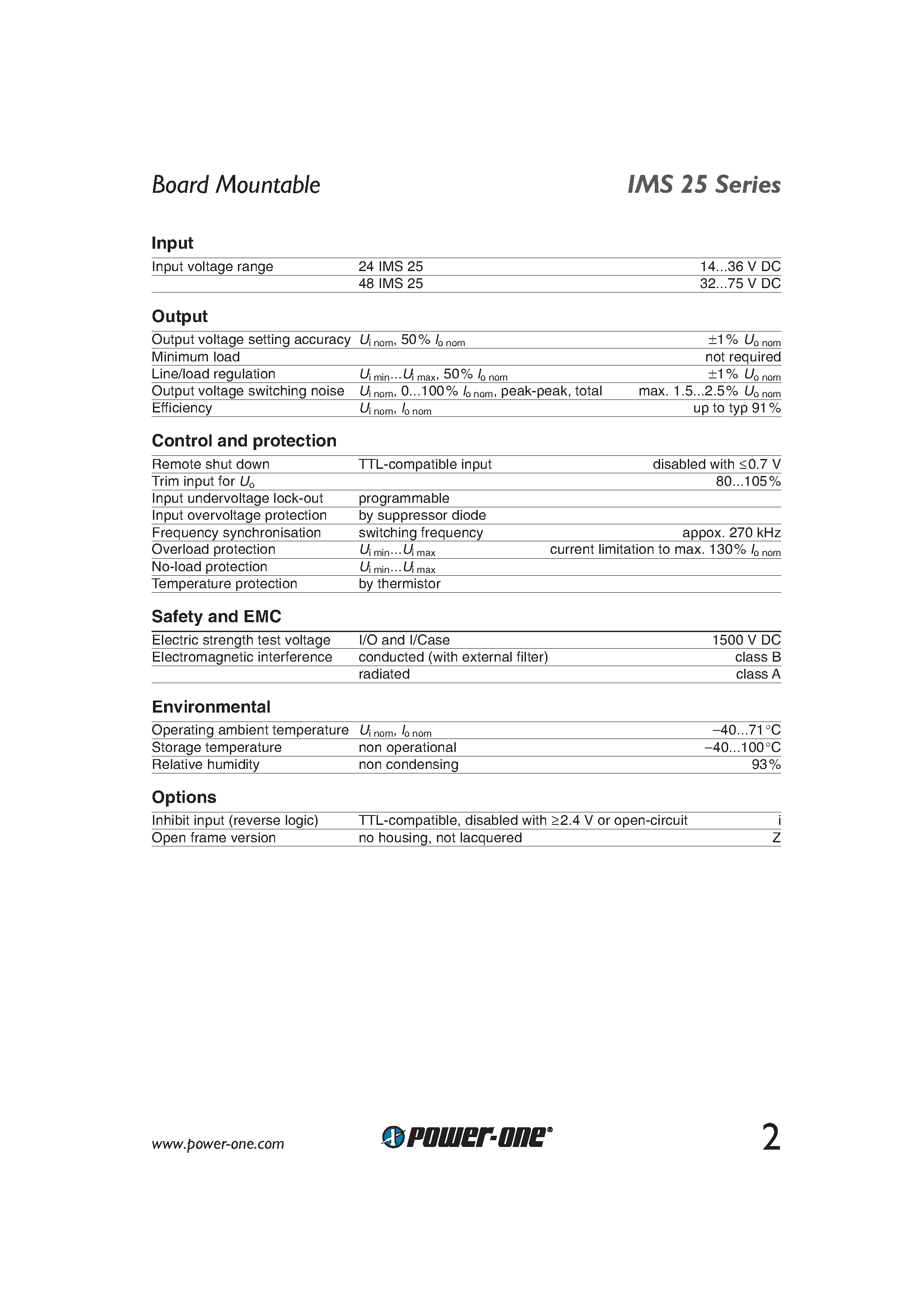 Datasheet 48IMS25-12-9 - 25 Watt DC-DC Converters page 2