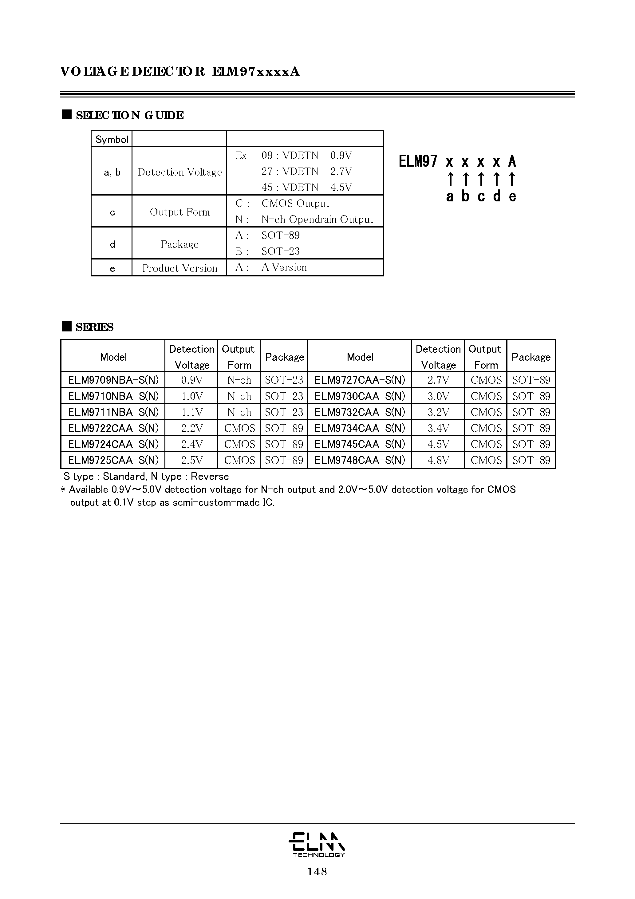 Datasheet ELM9709NBA-N - CMOS voltage detector IC for battery-operated portable devices page 2
