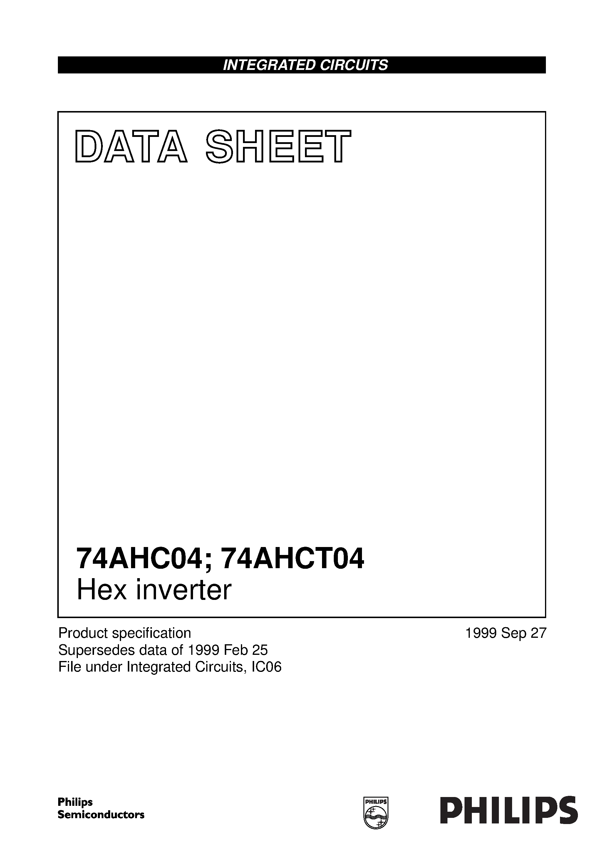 Даташит 74AHC04D - Hex inverter страница 1