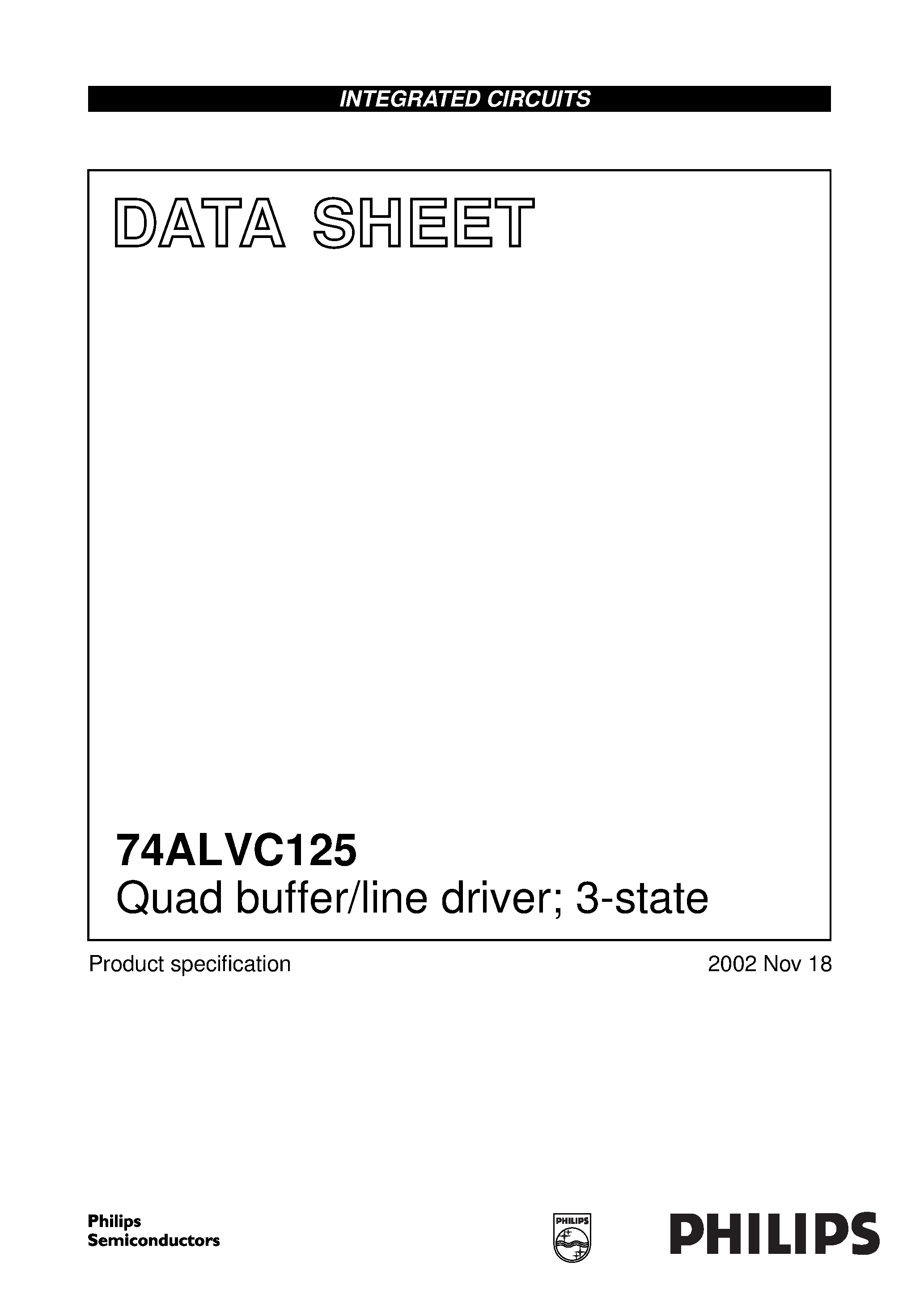 Даташит 74ALVC125 - Quad buffer/line driver; 3-state страница 1