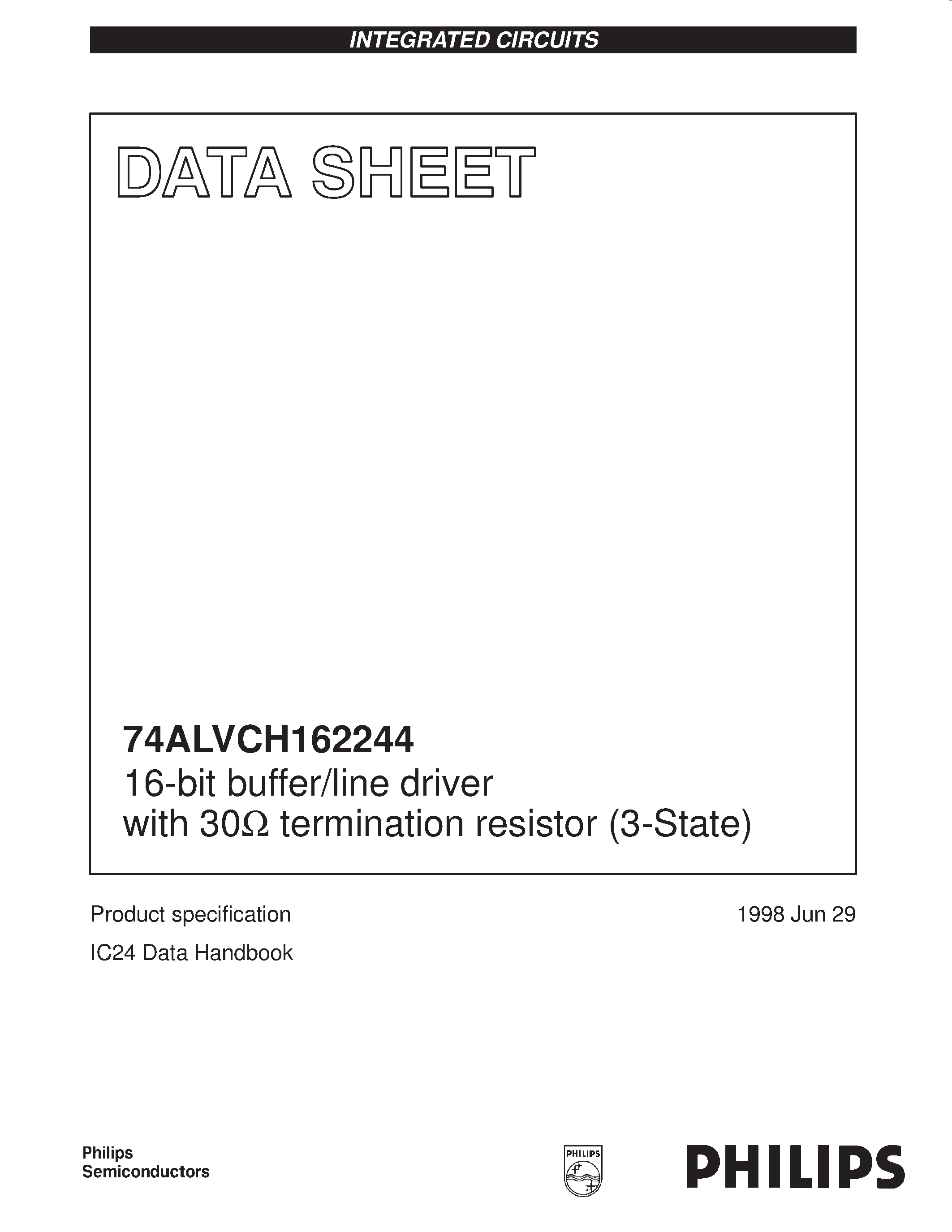 Datasheet 74ALVCH162244 - 16-bit buffer/line driver with 30ohm termination resistor 3-State page 1