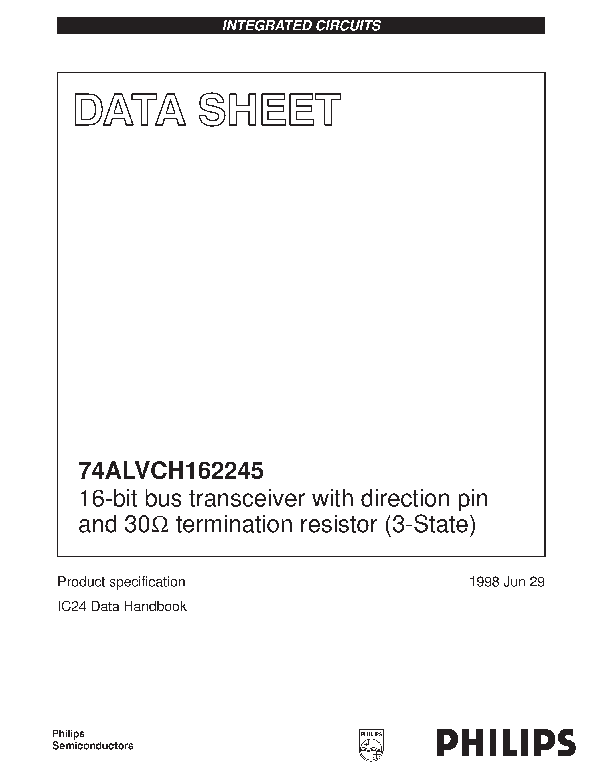 Datasheet 74ALVCH162245 - 16-bit bus transceiver with direction pin and 30ohm termination resistor 3-State page 1