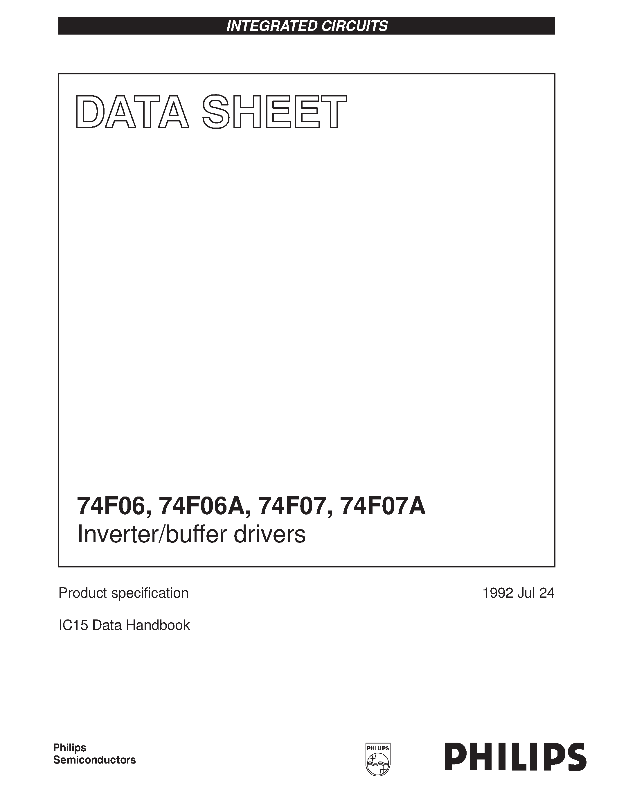 Даташит 74F06 - Inverter/buffer drivers страница 1