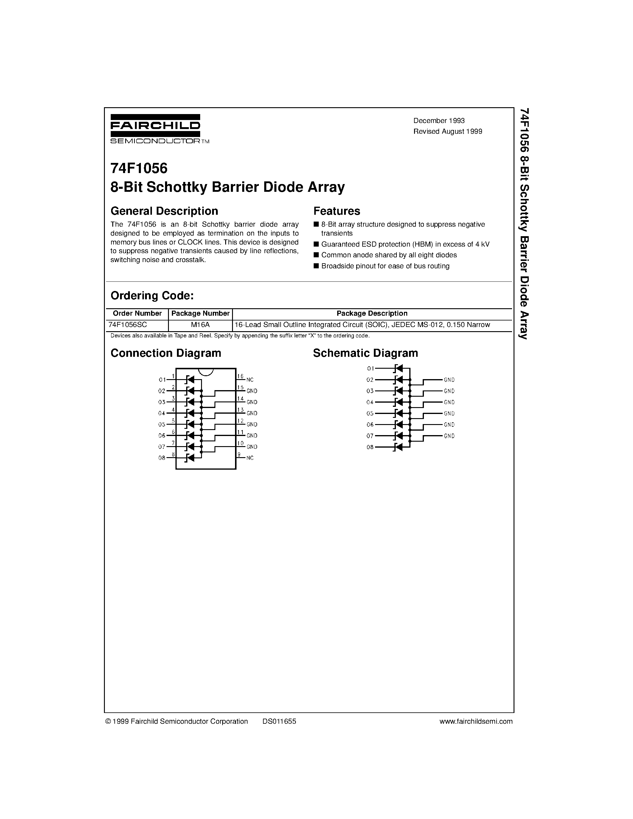 Даташит 74F1056 - 8-Bit Schottky Barrier Diode Array страница 1