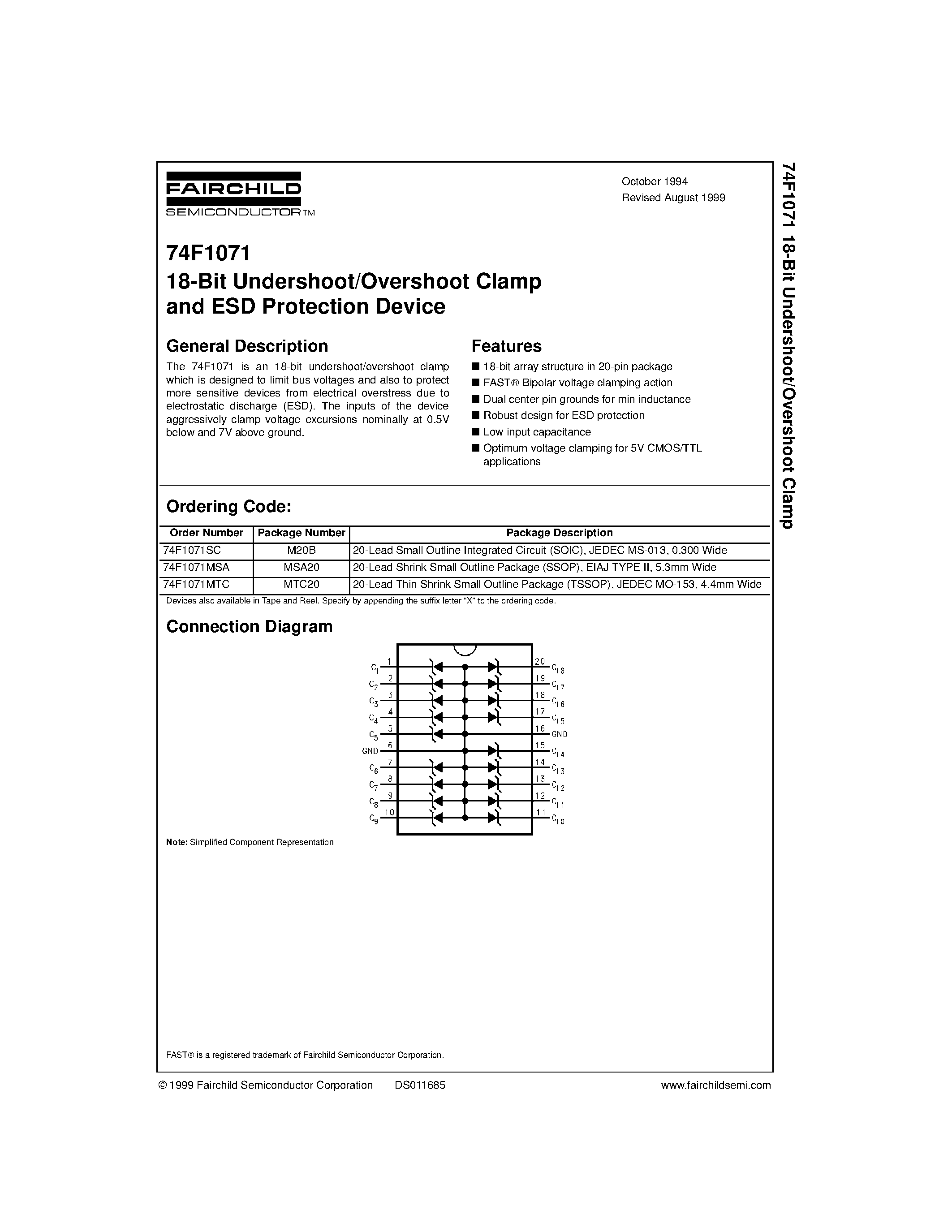 Datasheet 74F1071SC - 18-Bit Undershoot/Overshoot Clamp page 1
