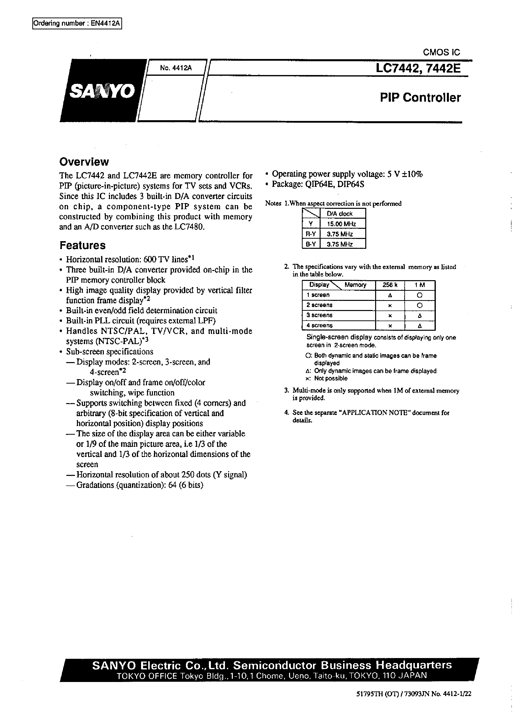 Datasheet 7442 - PIP Controller page 1