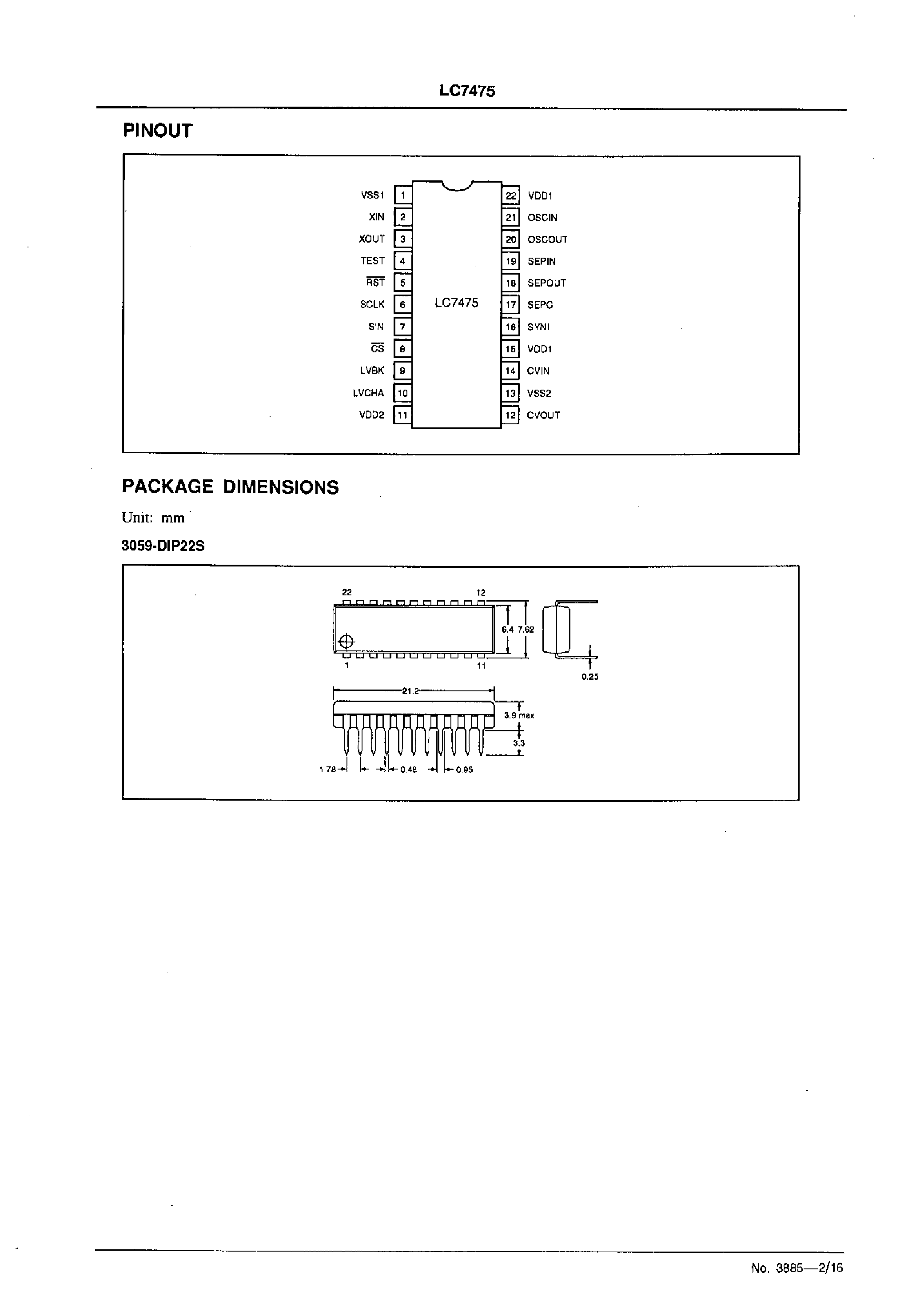 Datasheet 7475 - On-screen Display Controller for PAL-format Video page 2