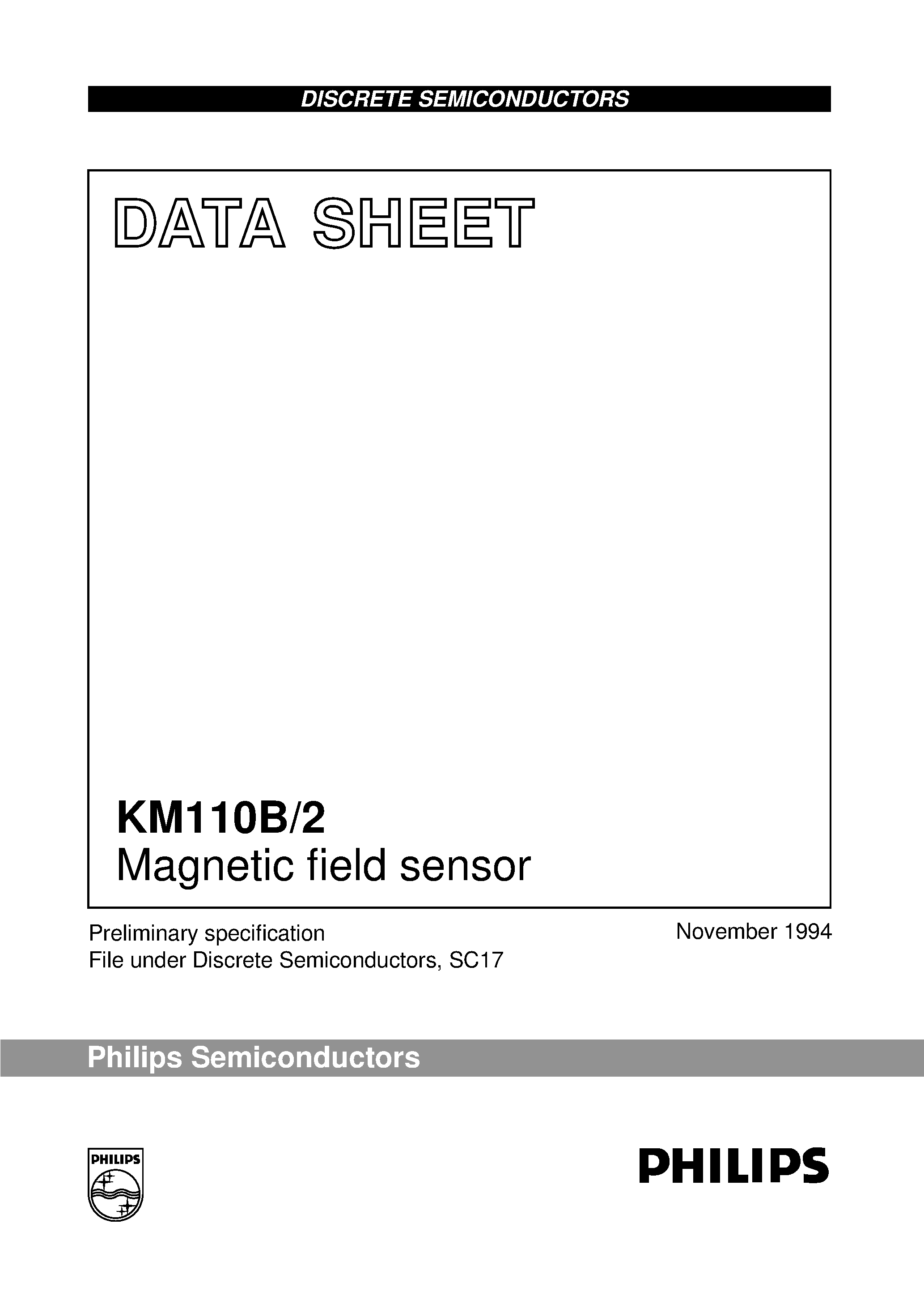 Даташит KM110B - Magnetic field sensor страница 1