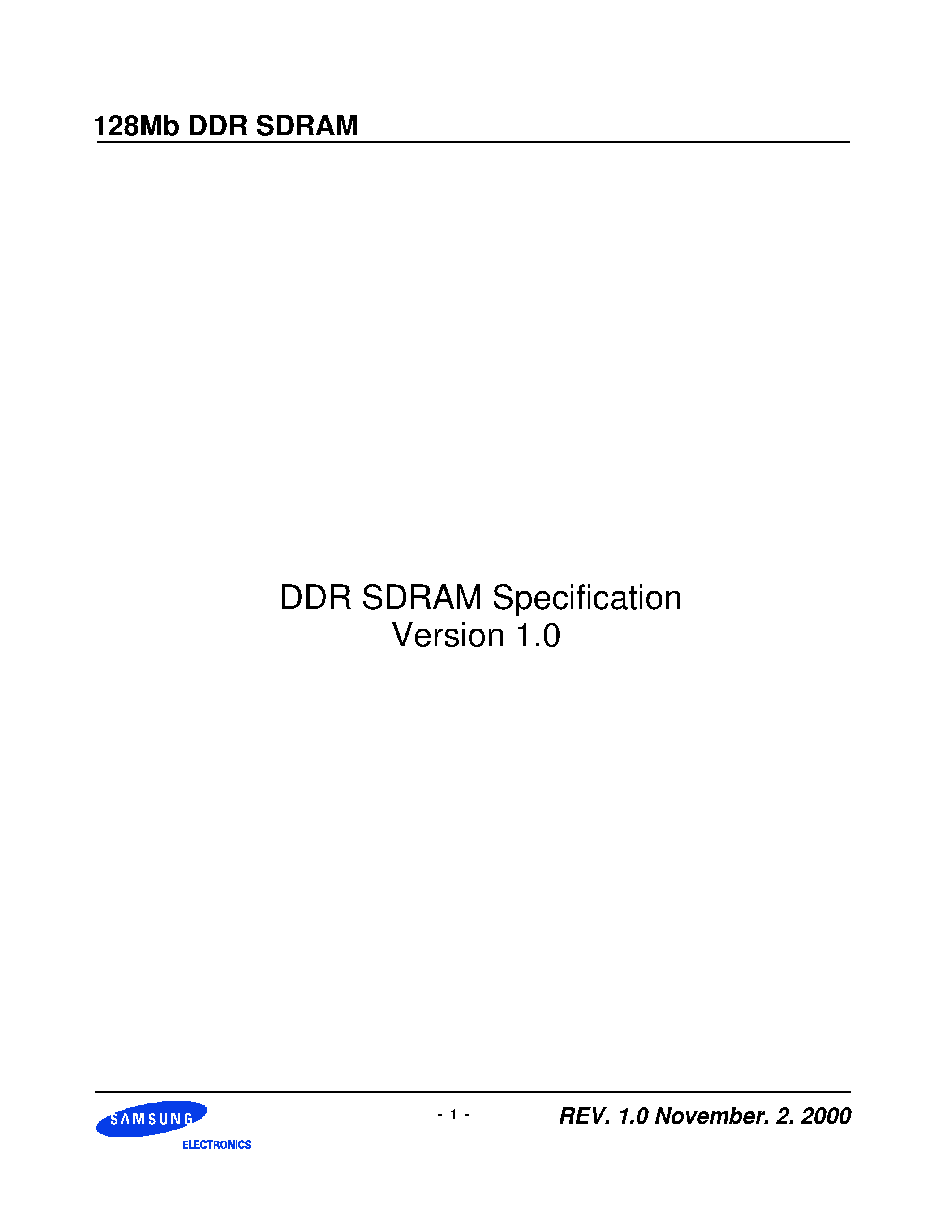 Datasheet KM44L32031BT-G(L)Y - DDR SDRAM Specification Version 1.0 page 1