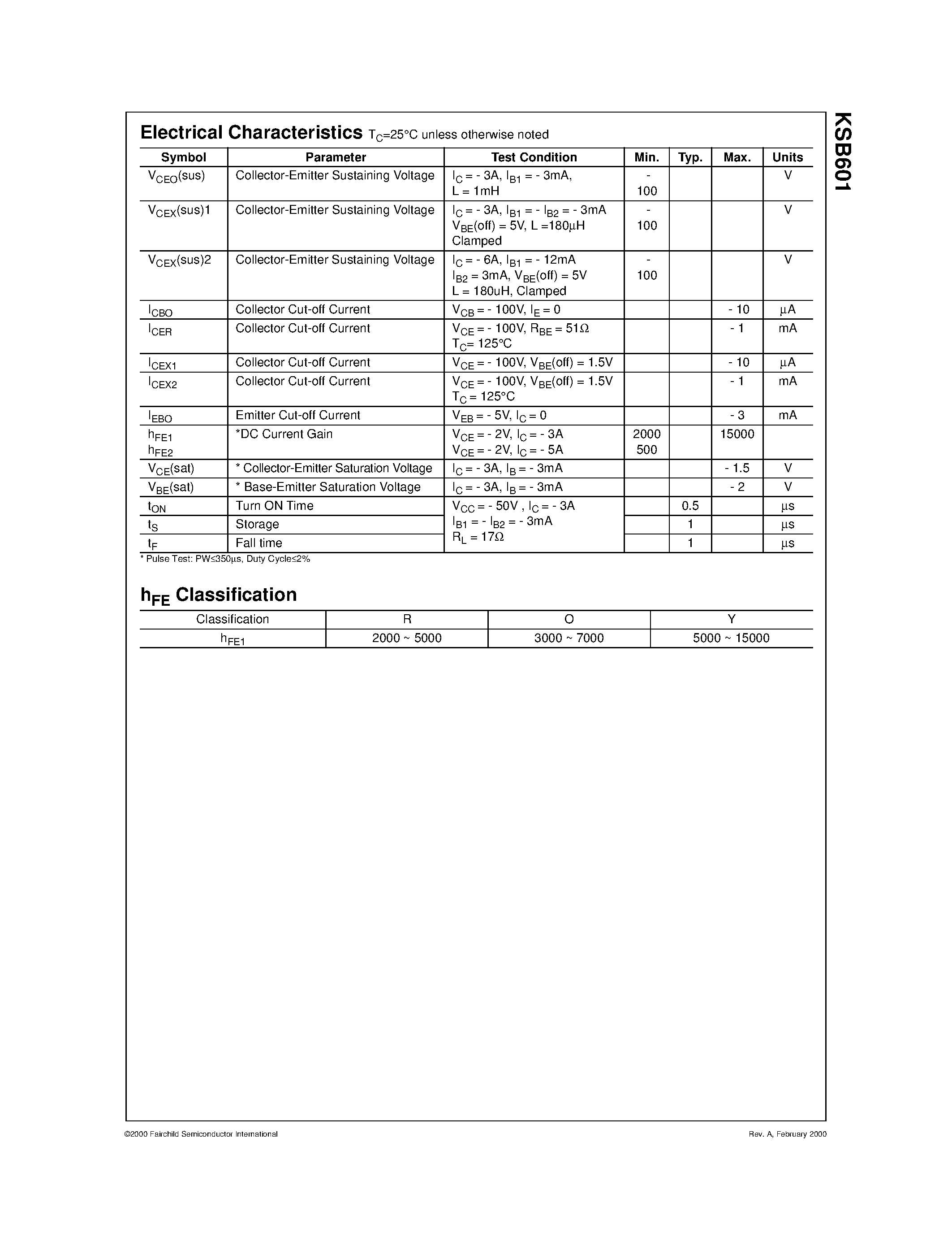 Datasheet KSB601 - Low Frequency Power Amplifier page 2