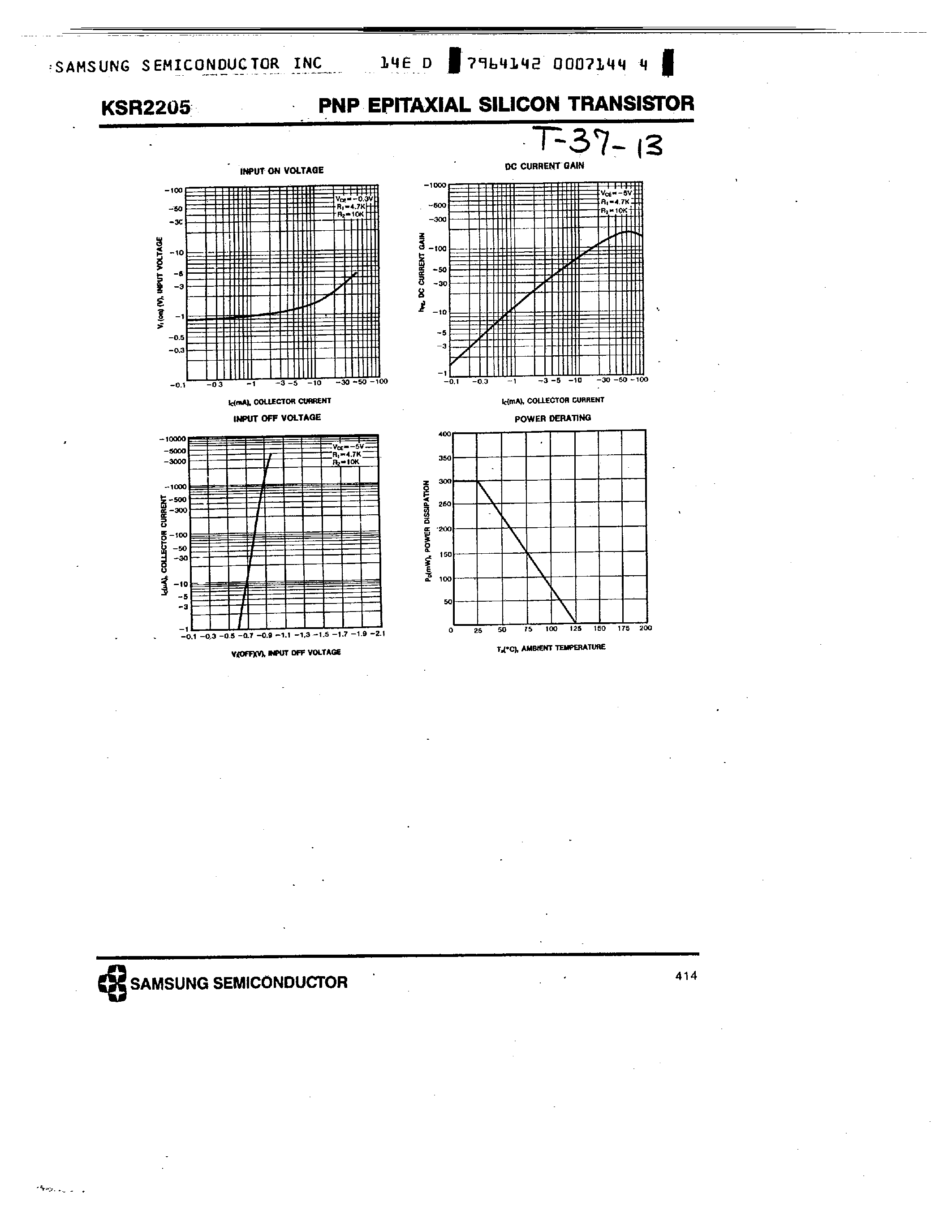 Datasheet KSR2205 - PNP (SWITCHING APPLICATION) page 2