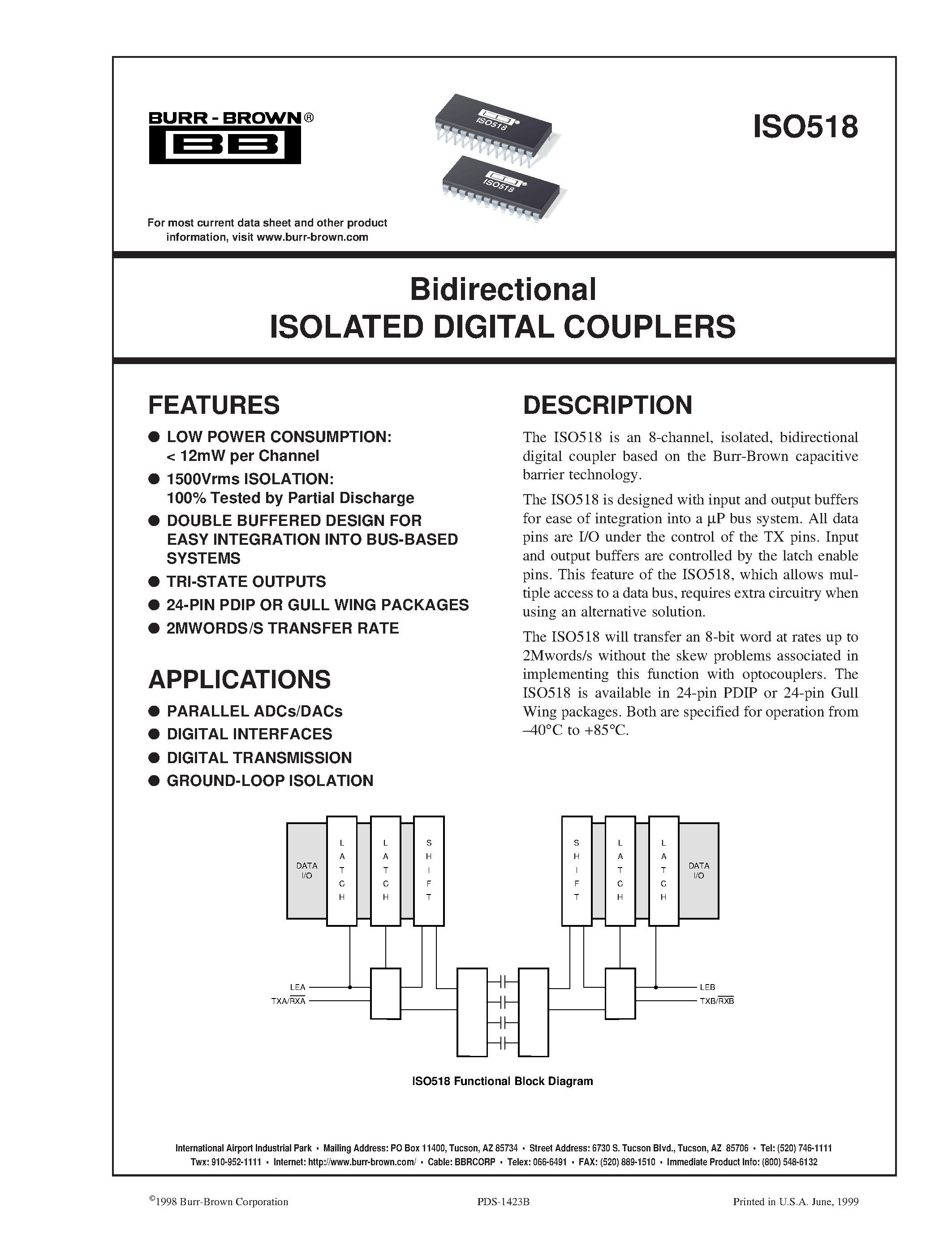 Datasheet ISO518P-U - Bidirectional ISOLATED DIGITAL COUPLERS page 1