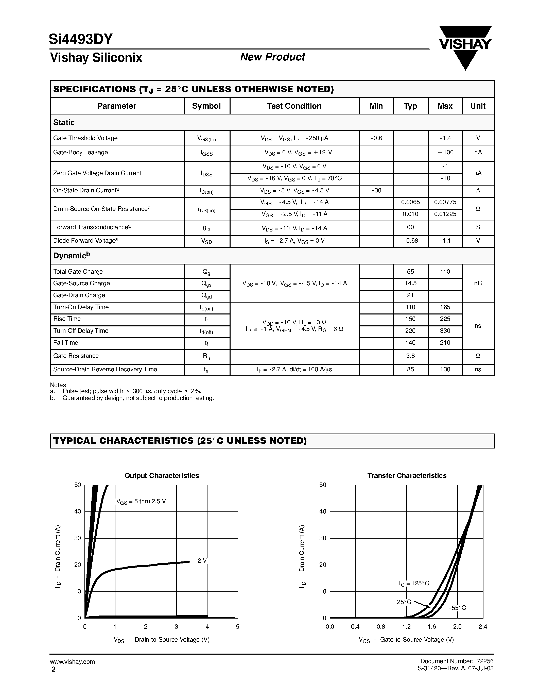 Datasheet SI4493DY - P-Channel 2.5-V (G-S) MOSFET page 2
